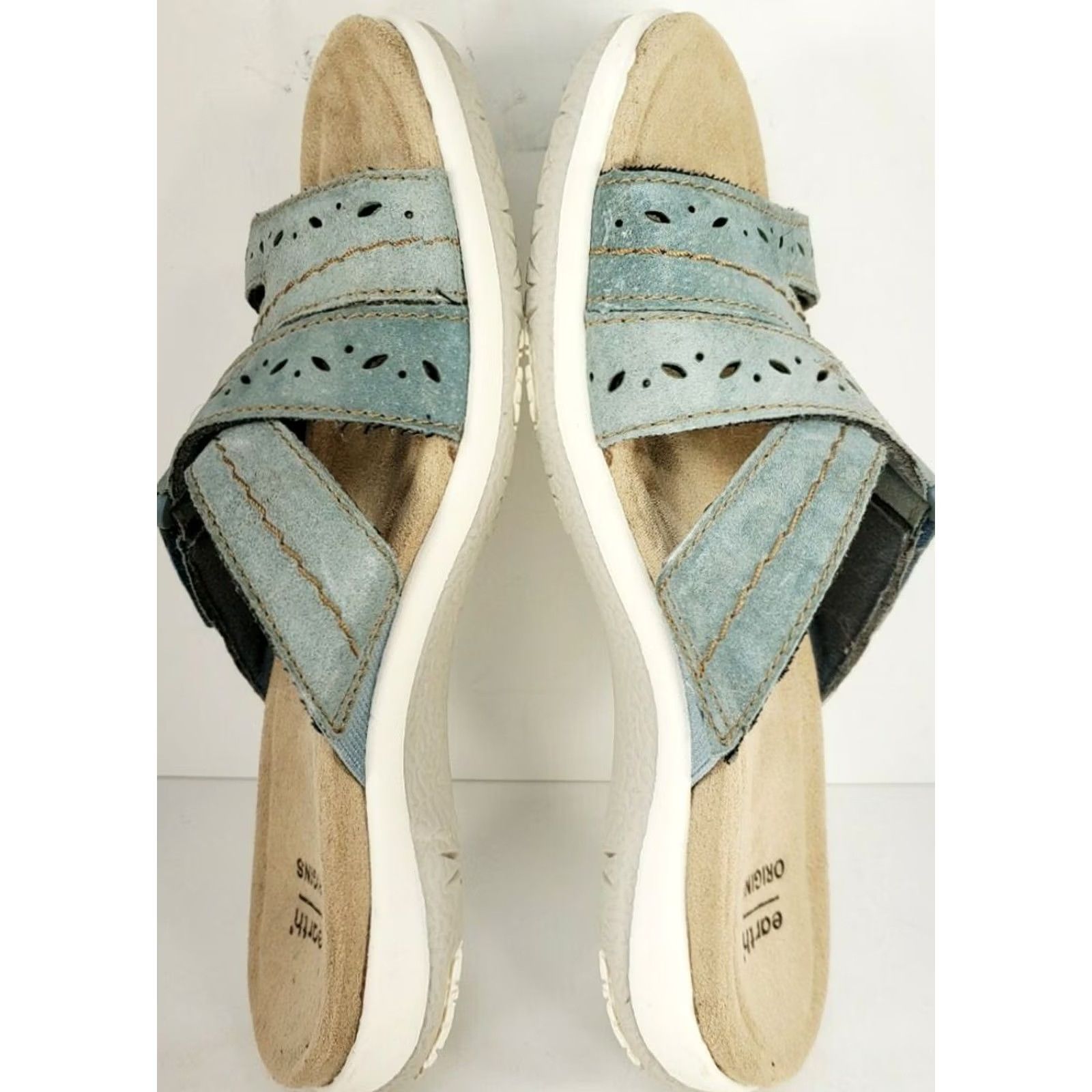 Vintage Earth Origins Savoy Shantel Slide Sandals Womens Morrocan Blue Tan 6M Size US 6 / IT 36 - 7 Thumbnail