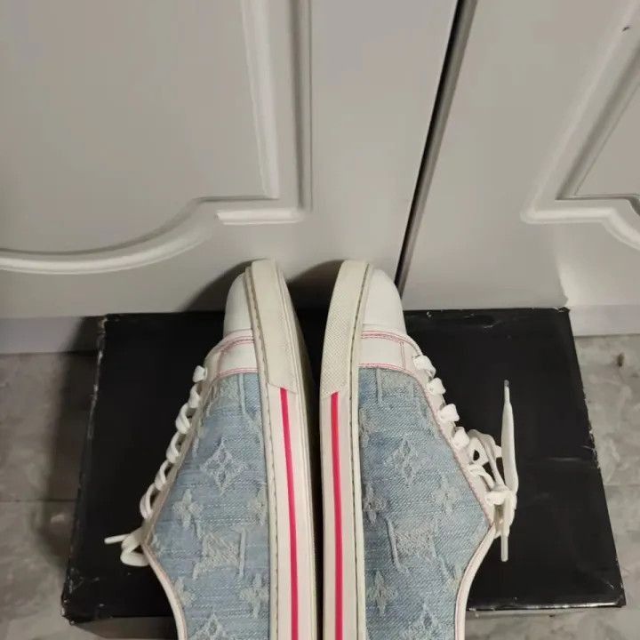 Louis Vuitton Louis Vuitton Denim Low-Top Sneakers -2508 Size US 5.5 / EU 38 - 5 Thumbnail