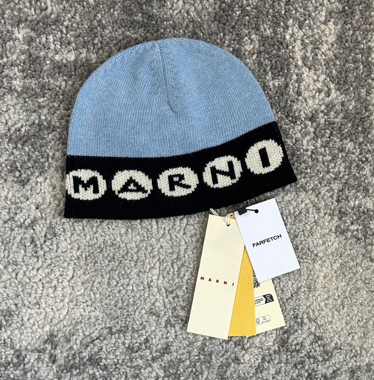 image of Marni Blue Dots Beanie, Men's