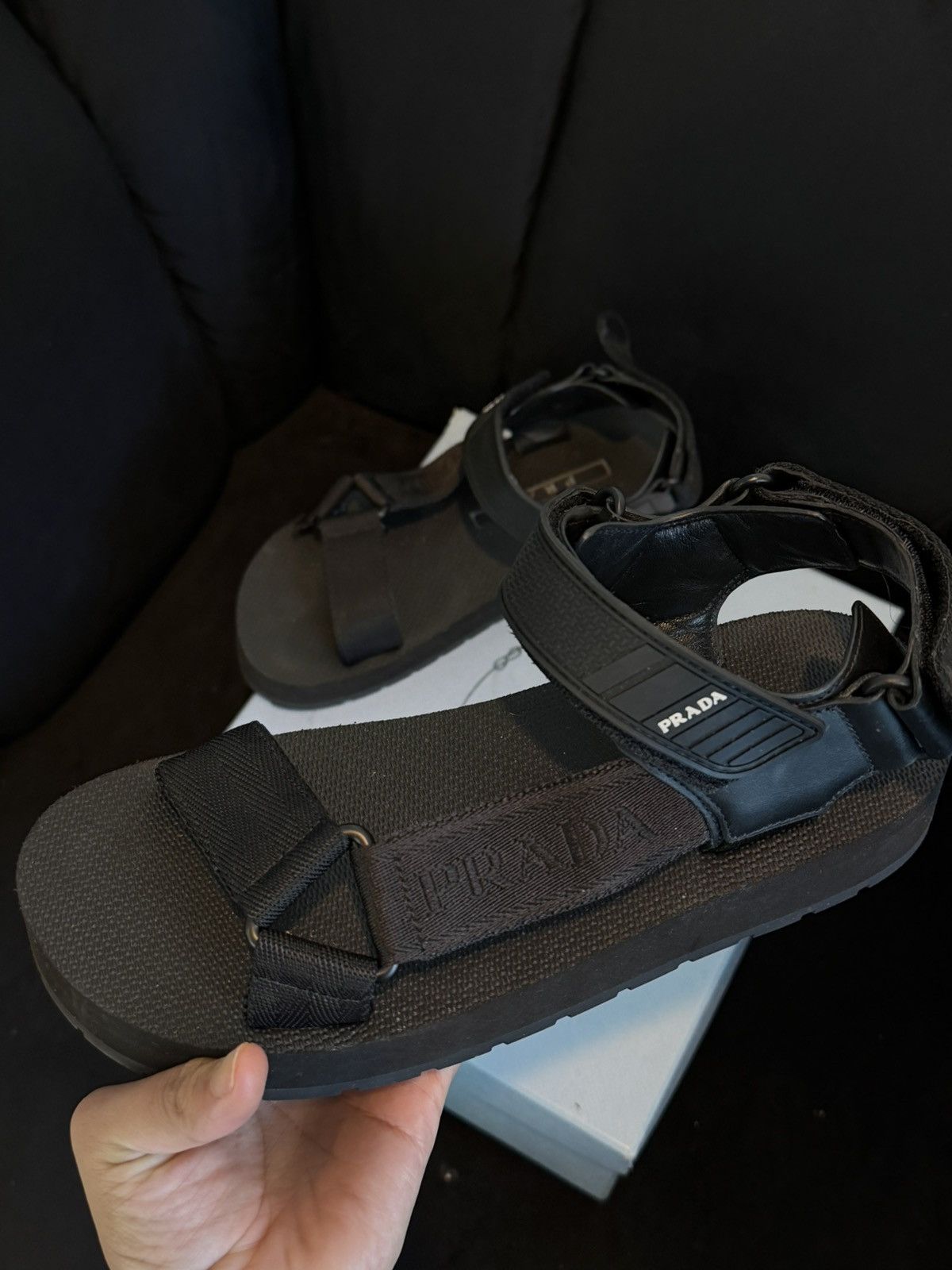 Prada Prada Nylon Strap Sandals – Black Size US 6 / IT 36 - 3 Thumbnail