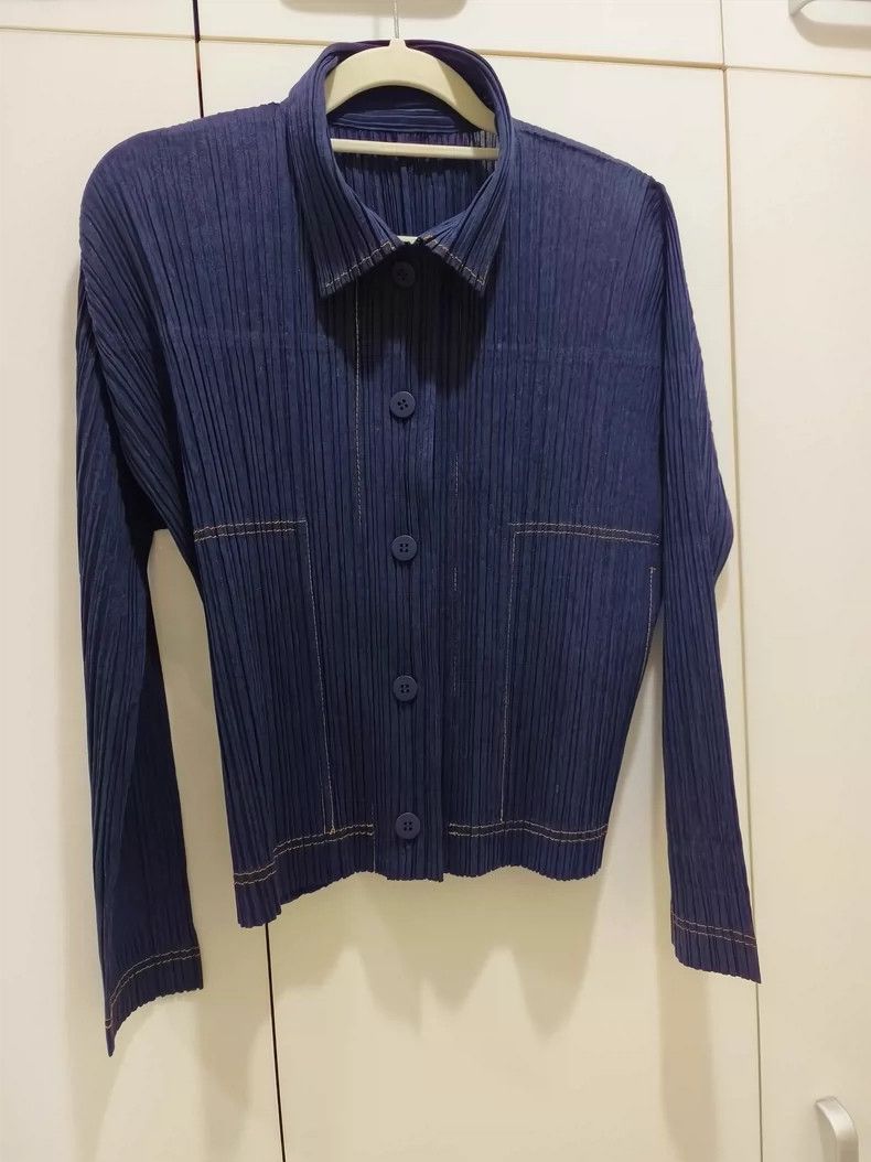 Issey Miyake Issey Miyake Denim cardigan Size L / US 10 / IT 46 - 1 Thumbnail