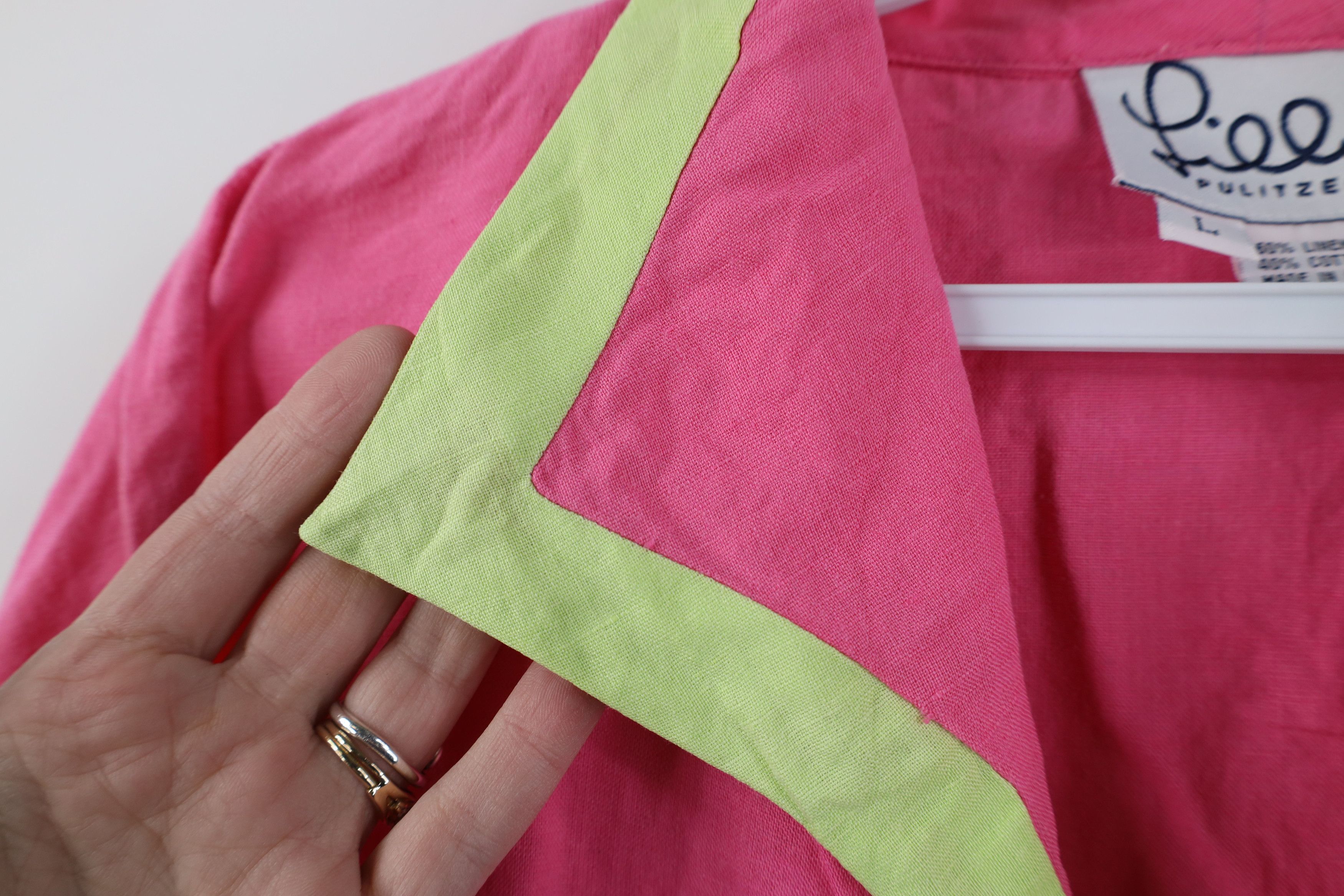 Lilly Pulitzer Lilly Pulitzer Blend Camp Collar Collared Button Shirt Pink Size L / US 10 / IT 46 - 4 Thumbnail