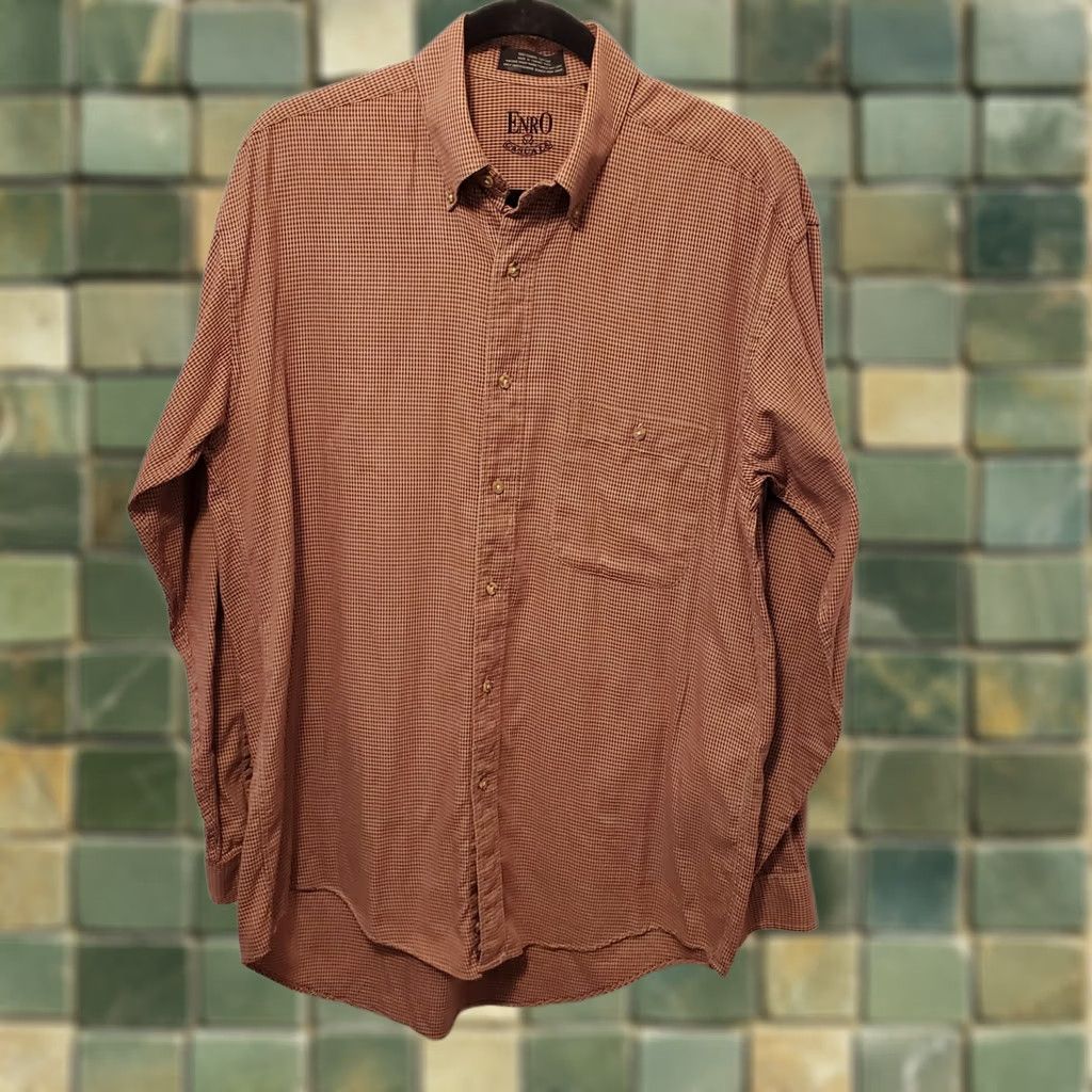 Enro VINTAGE Enro Dress Shirt Mens 15.5 34/35 Pima Pinpoint Oxford Combed Cotton USA Red Size 34R - 1 Thumbnail