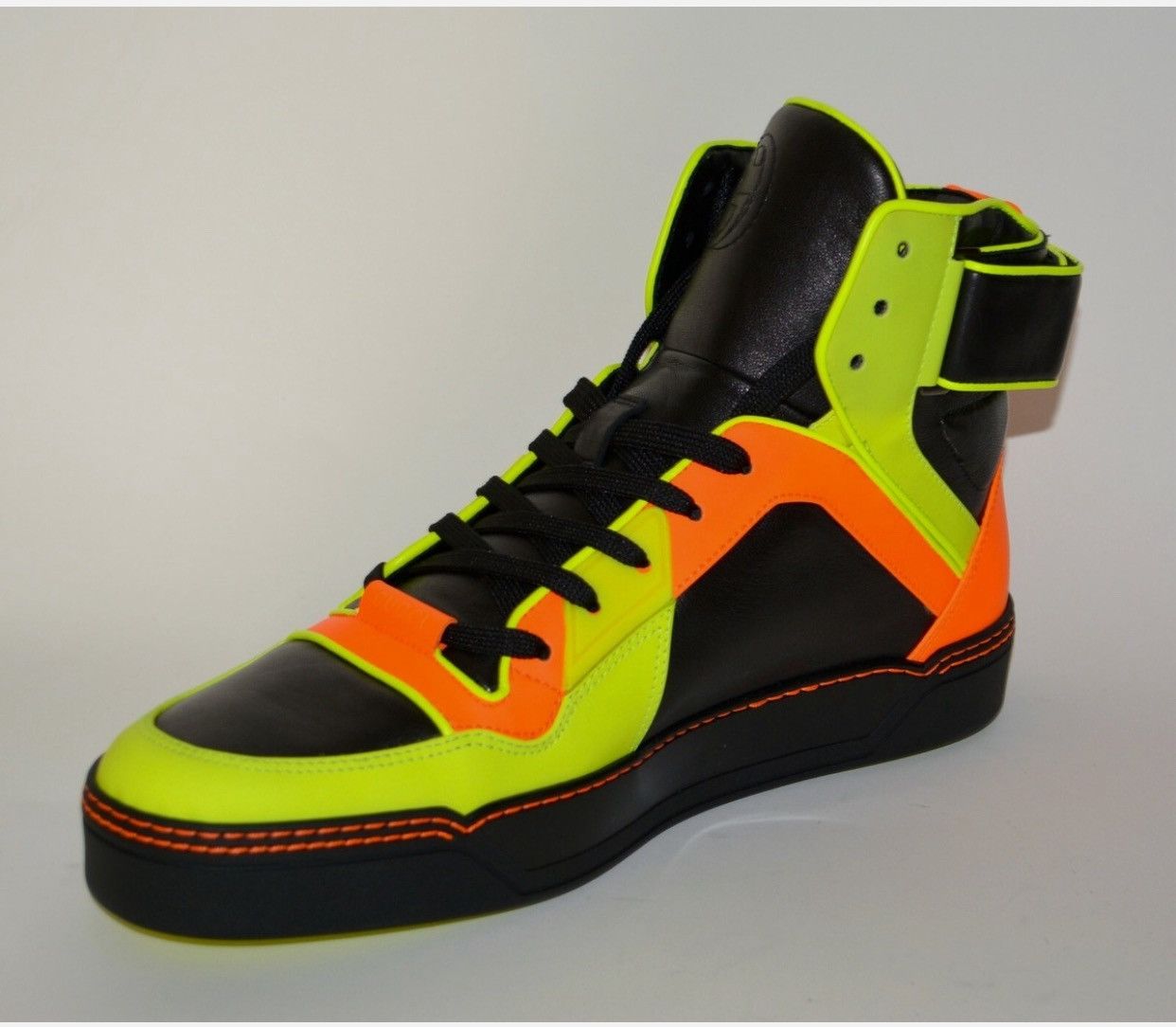 Gucci RARE NEON GUCCI HIGH-TOPS SZ 11 / 44 /⚫️🟢🟠 Size US 11 / EU 44 - 2 Thumbnail