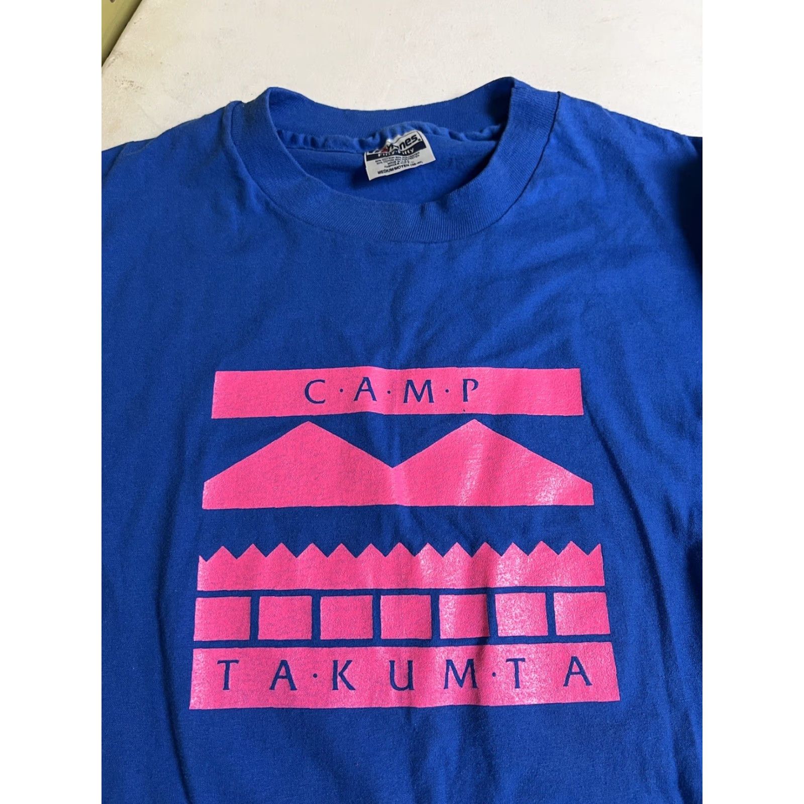 Vintage VINTAGE Screen Stars T-Shirt Camp Ta-Kum-Ta Blue Crew Neck Men M Summer Cotton Blend Classic Regular Size US M / EU 48-50 / 2 - 4 Thumbnail