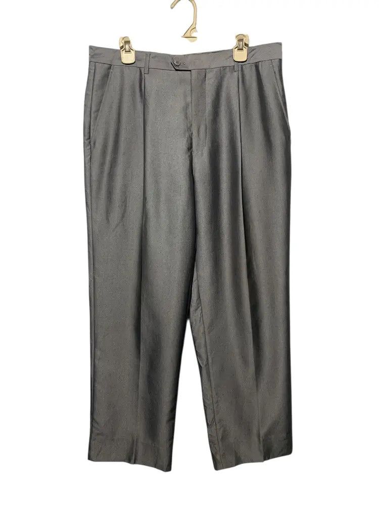 Ermenegildo Zegna 2001 Ermenegildo Zegna pleated silver wool trousers Size US 35 - 1 Thumbnail