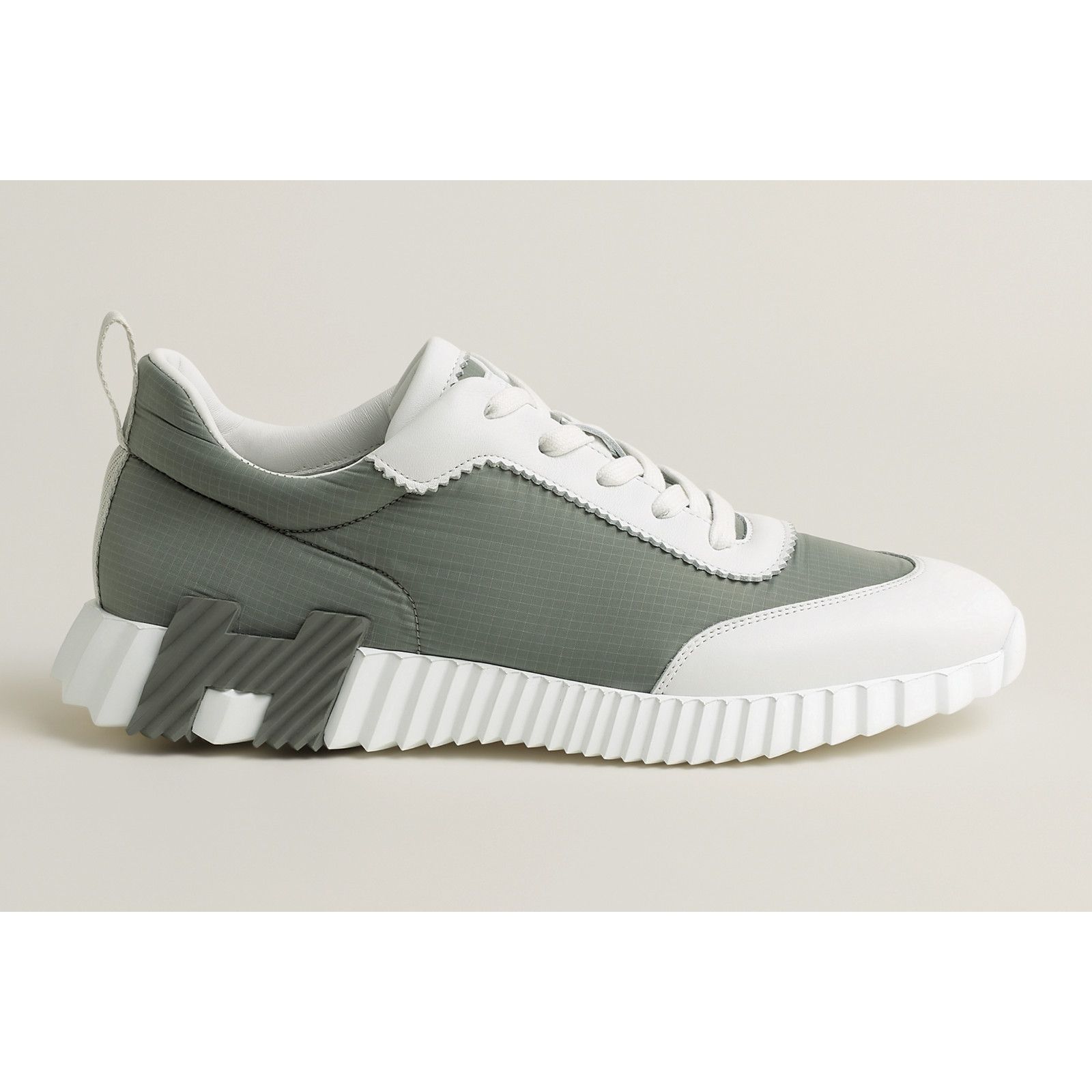 Hermes Mens Bouncing Sneaker Etoupe Blanc White Grey H Logo Lace Up Size US 11 / EU 44 - 1 Thumbnail