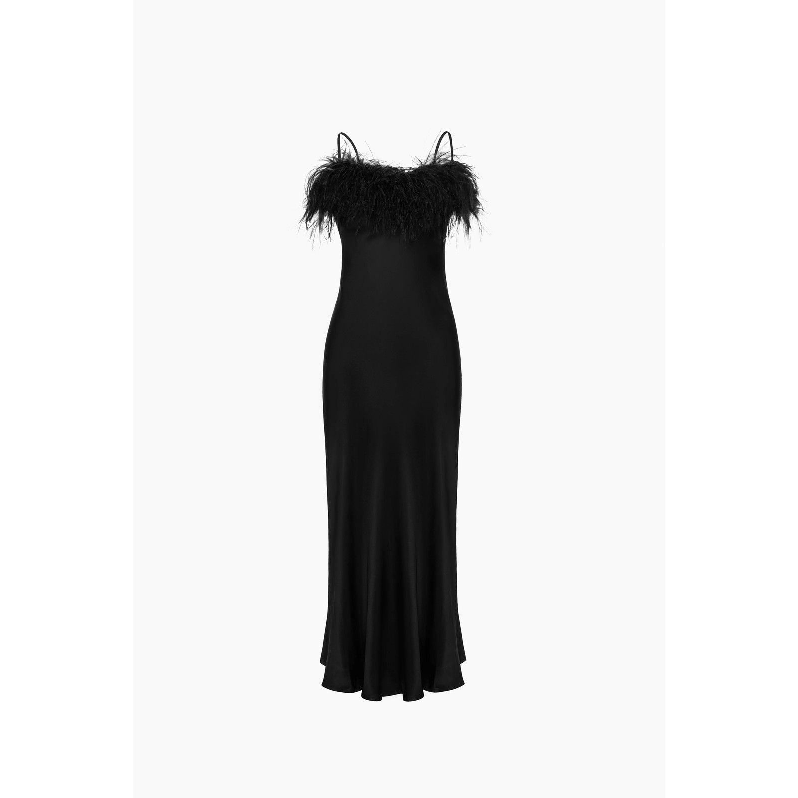 Sleeper NWT Sleeper Boheme black midi slip dress feather trim Size XS / US 0-2 / IT 36-38 - 5 Thumbnail