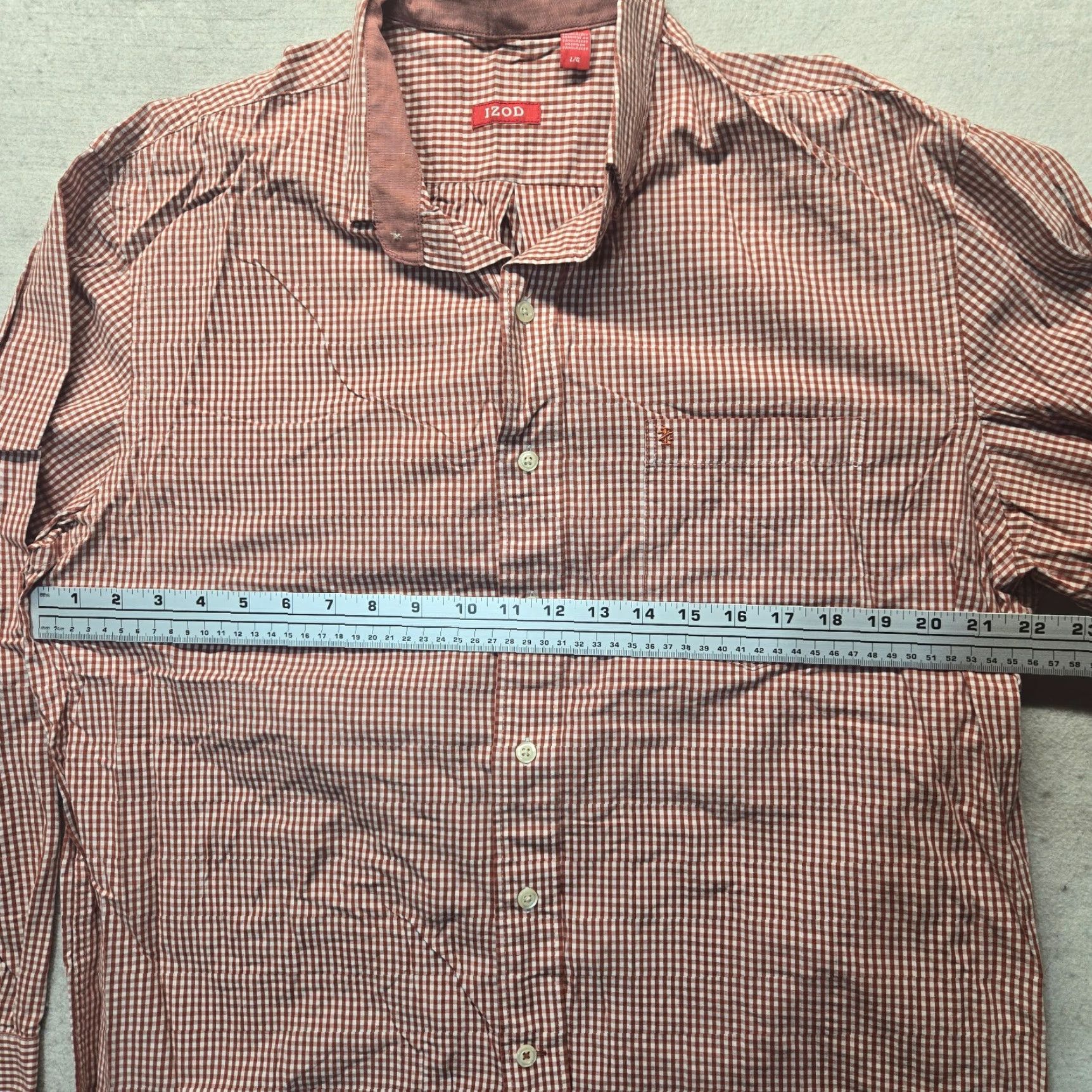 Izod Izod Shirt Check Red Button-Up Long Sleeve Adult Men's Size L Size US L / EU 52-54 / 3 - 4 Thumbnail
