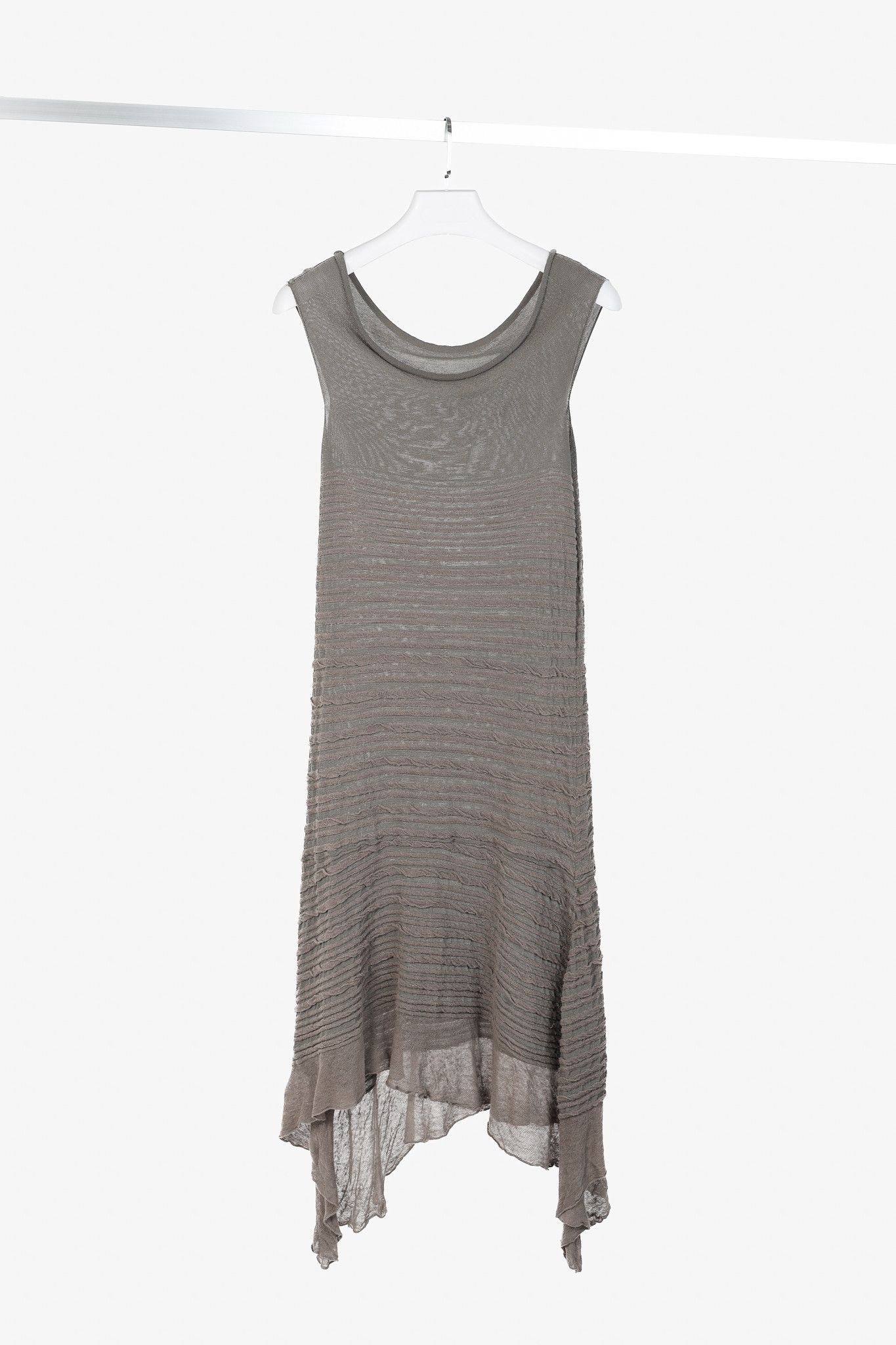 Sarah Pacini Sarah Pacini Grey Textured-Stripe Knit Midi Dress Size S / US 4 / IT 40 - 1 Thumbnail