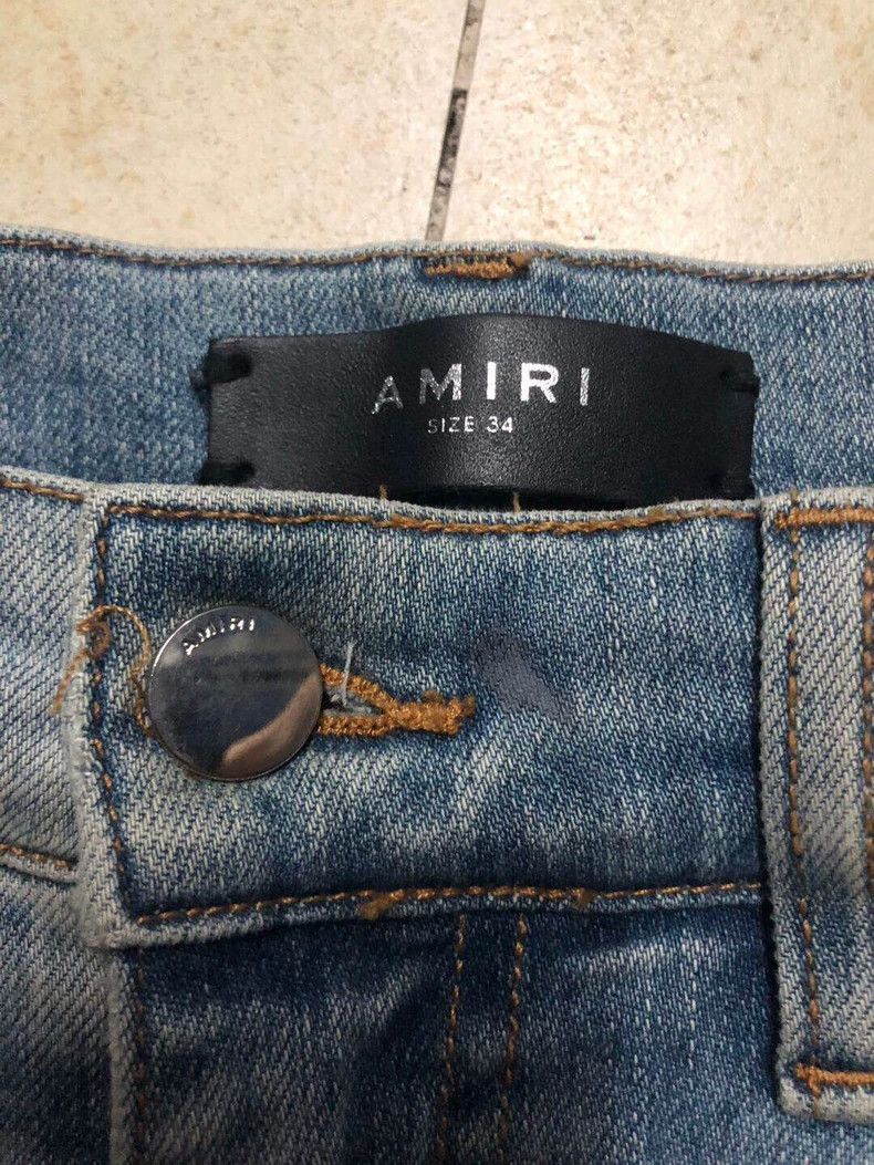 Amiri Amiri Ink-splashed baseboard with single-torn blue jeans Size US 34 / EU 50 - 2 Thumbnail