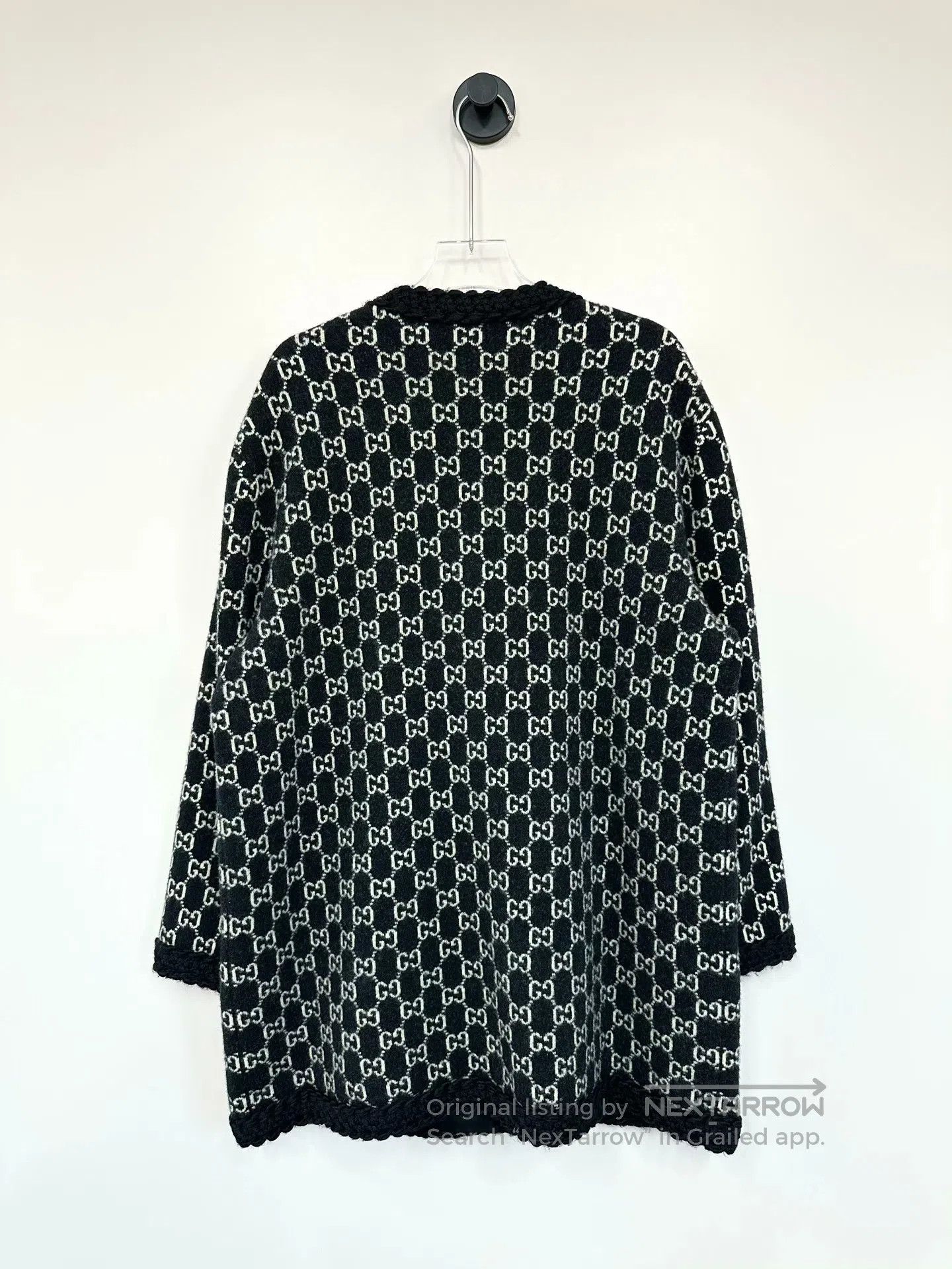 Gucci Guicci Black Monogram Full Print Wool Knit Cardigan| Size US L / EU 52-54 / 3 - 2 Thumbnail