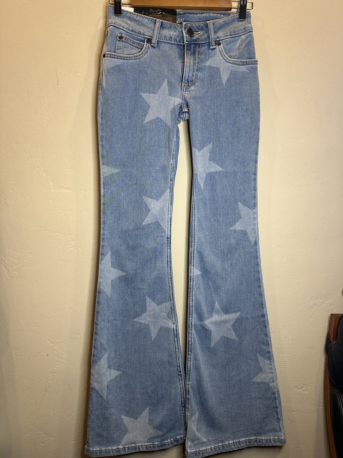 Other × Wrangler *RARE* New Wrangler Retro Flared Star Print Denim Jeans - 25 Size 26" / US 2 / IT 38 - 3 Thumbnail