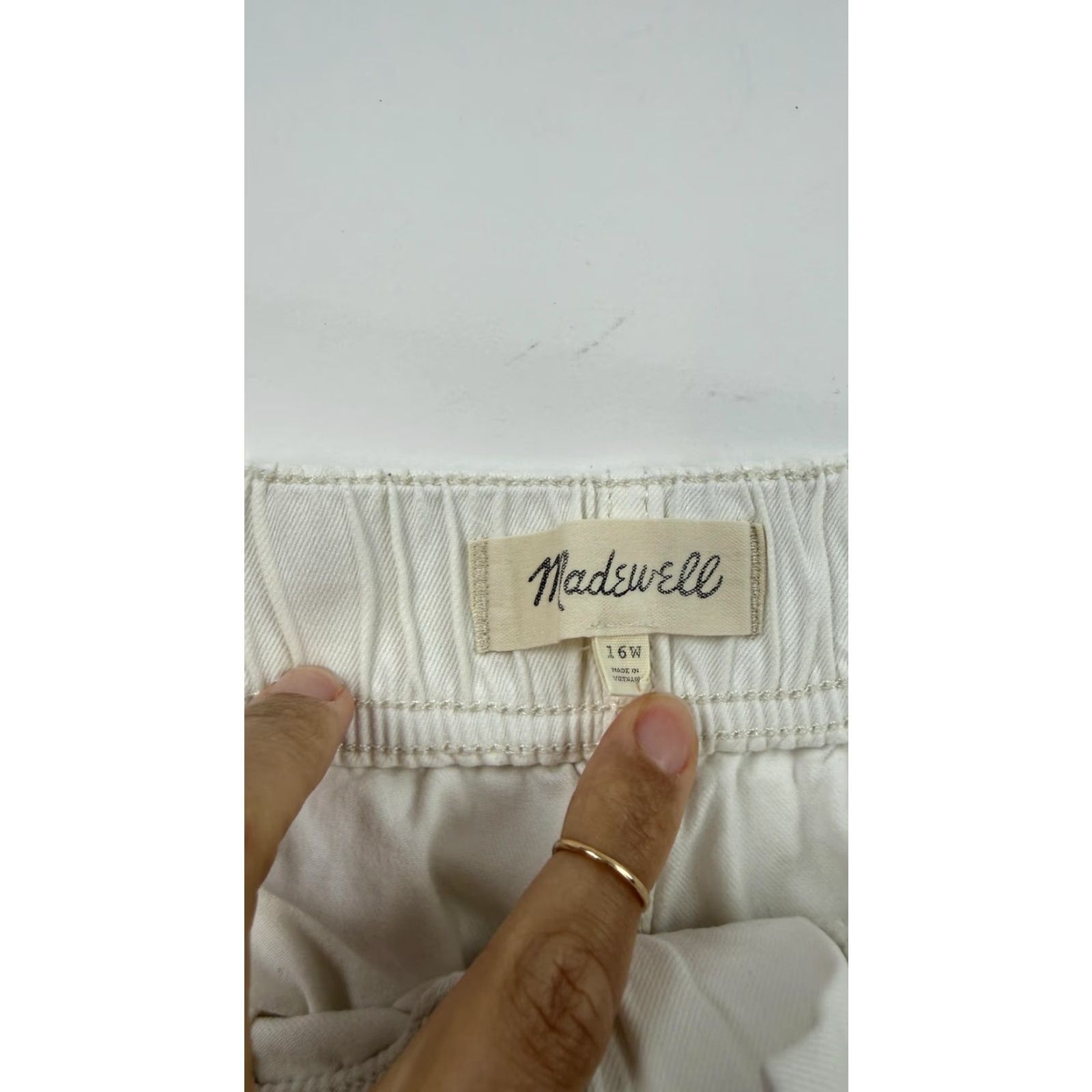 Madewell Madewell Shorts 16W Women Ivory Elastic Waist Utility Cotton Stretch Casual Womens Size 38" / US 16 / IT 52 - 5 Thumbnail
