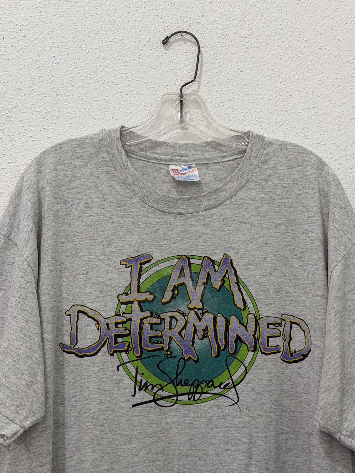 Hanes Vintage 90s Tim Sheppard “I Am Determined” Christian T-Shirt Size US XL / EU 56 / 4 - 2 Thumbnail