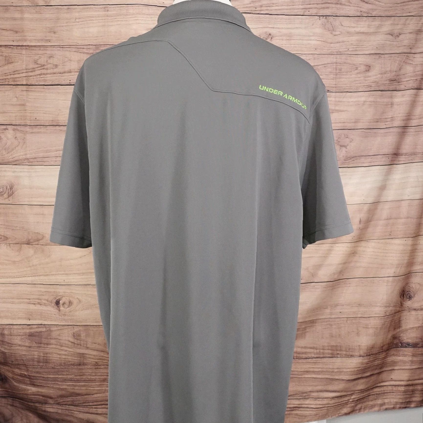 Under Armour Under Armour Polo Shirt Mens 2XL Gray Green HeatGear Loose Fit Golf Performance Shirt Size US XXL / EU 58 / 5 - 4 Thumbnail