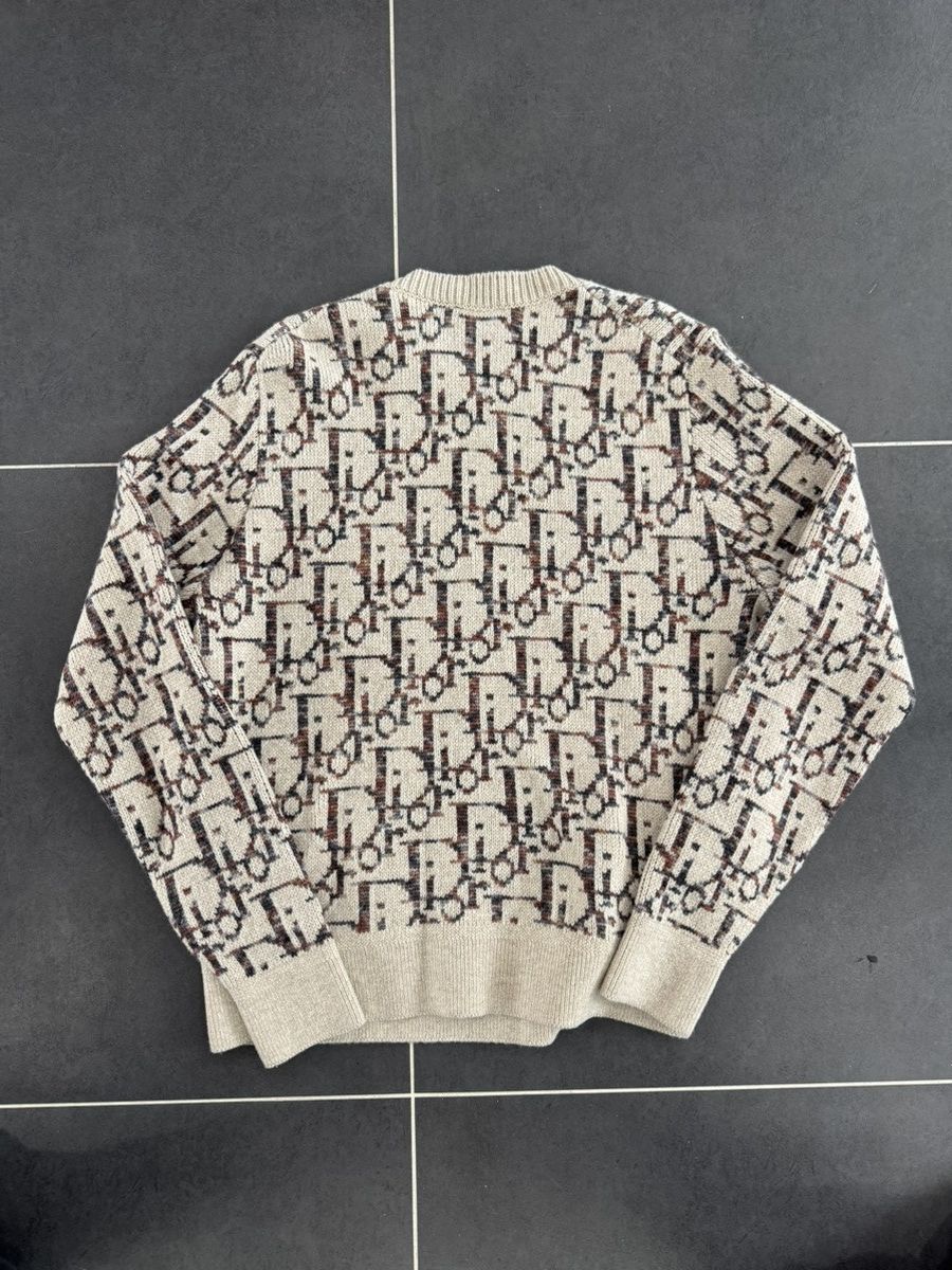 Dior Dior Oblique Sweater Beige and Brown Virgin Wool Jacquard Size US XL / EU 56 / 4 - 2 Thumbnail