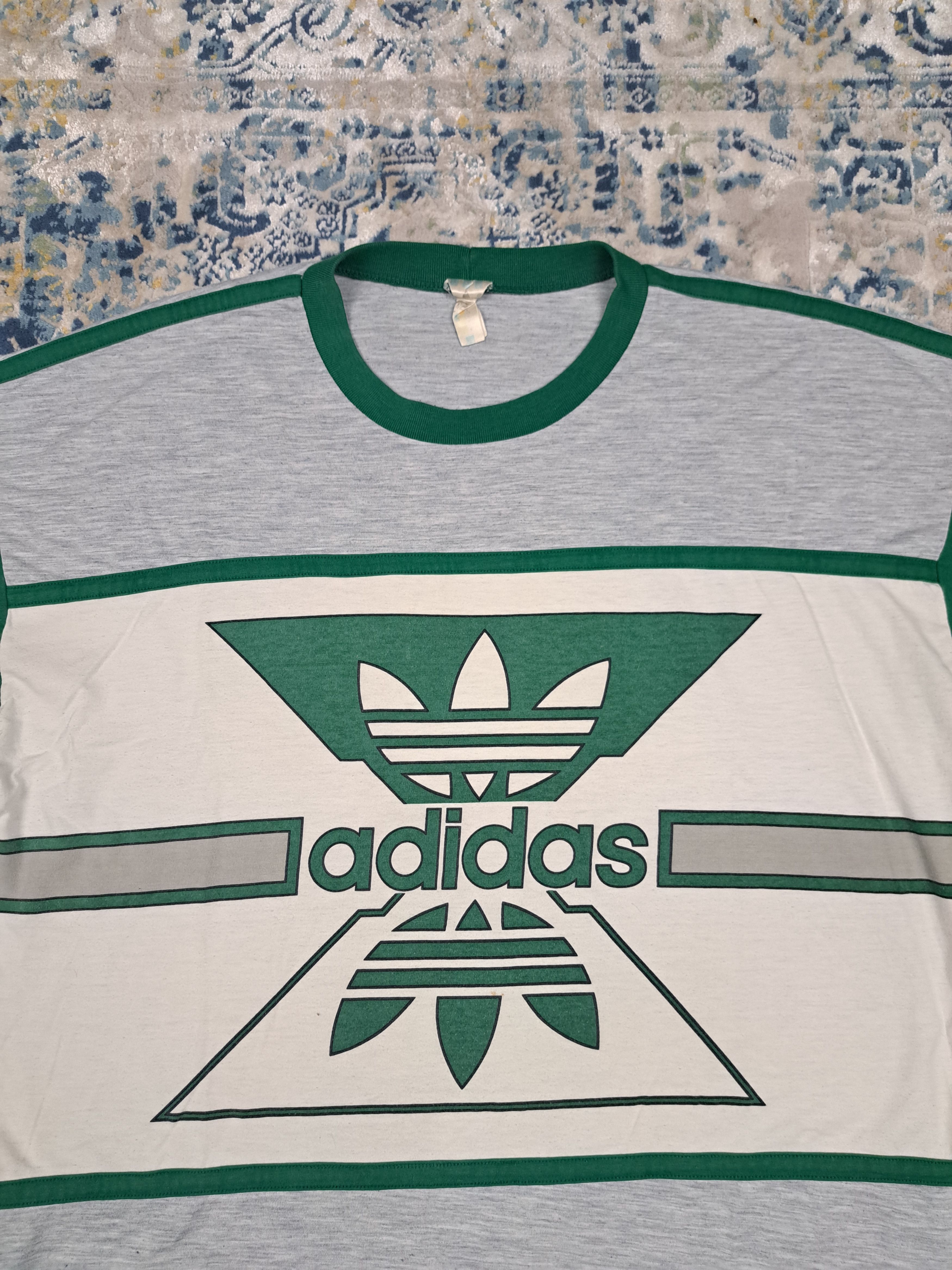 Adidas Vintage 90s Adidas Big Logo Tee Lucky Green Rare 1990 Size US XL / EU 56 / 4 - 2 Thumbnail
