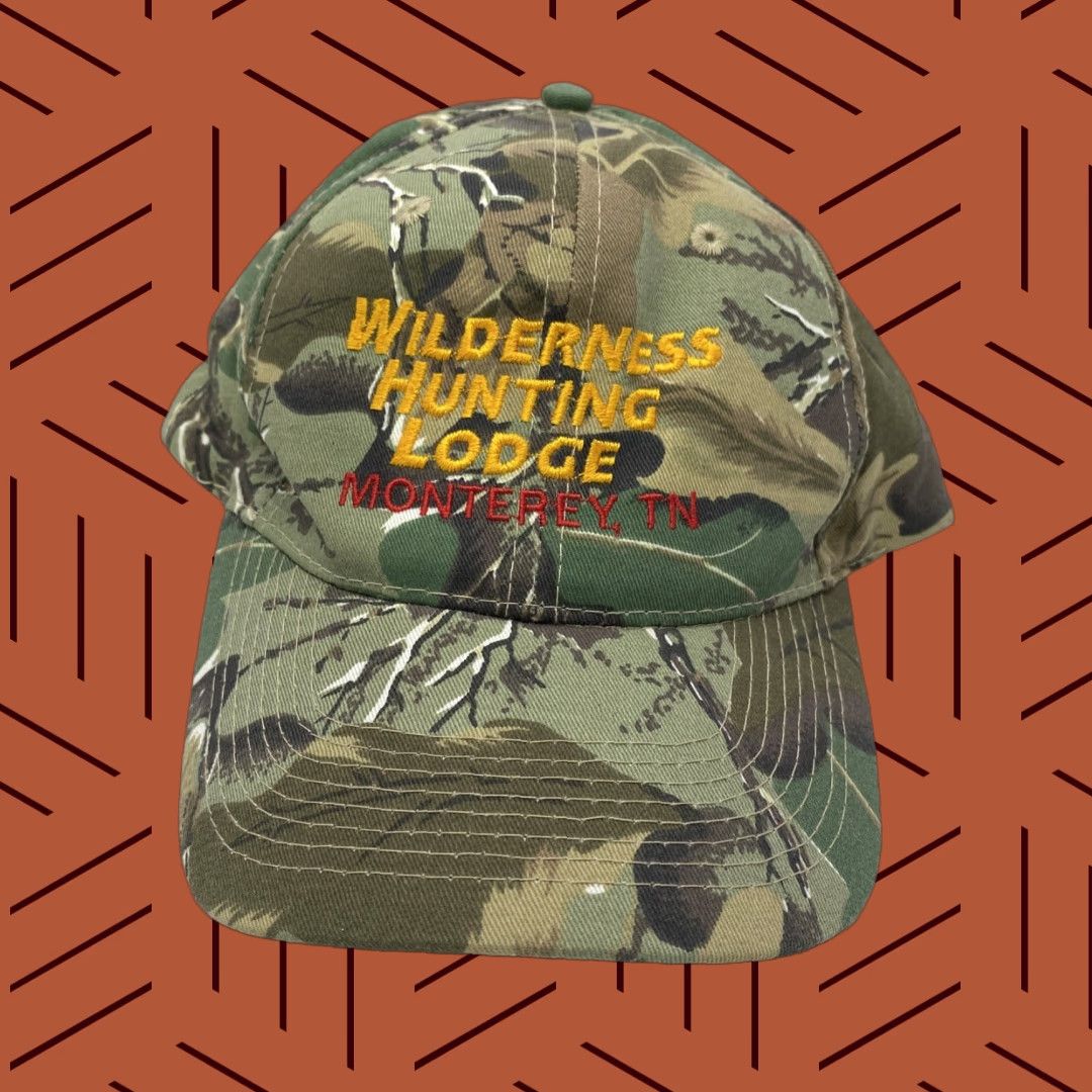 Vintage VINTAGE Otto Wilderness Hunting Lodge Monterey TN Snapback Cap Unisex Adults Adjustable Camouflage Twill Cotton Poly 90s Hunting Mens Womens Size ONE SIZE - 1 Thumbnail