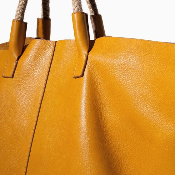 Zara Zara Leather Shopping Large removable Zipper Mesh Insert Bag Size ONE SIZE - 2 Thumbnail