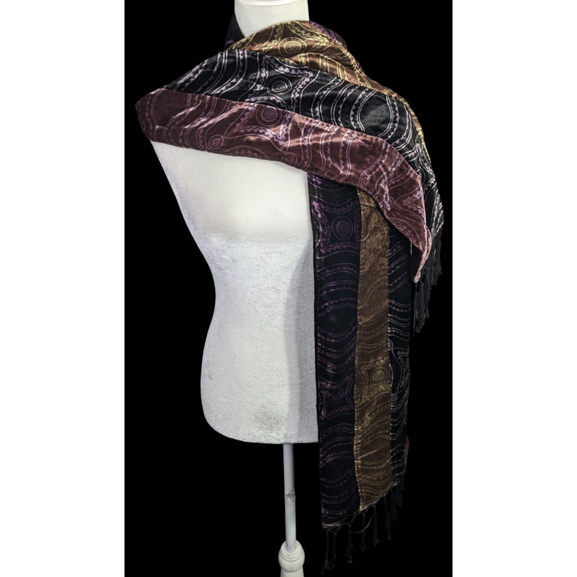 Other Michele Ratte Handmade Velvet Scarf With Fringe Multicolor Size ONE SIZE - 6 Thumbnail