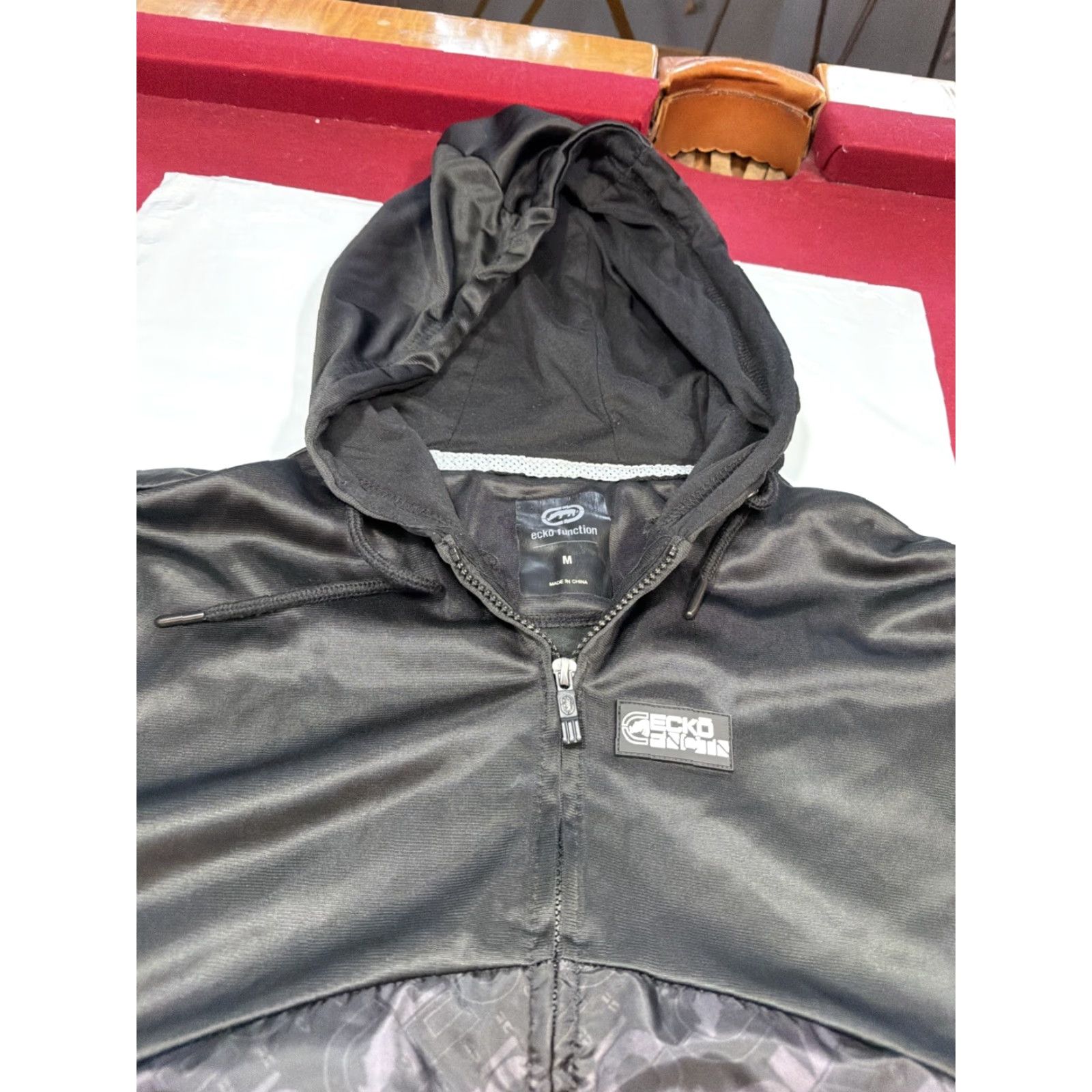 Vintage VINTAGE Ecko Function Black white Hooded Zip Up Athletic Silk Jacket Spellout Mens Med Jacket Size US M / EU 48-50 / 2 - 3 Thumbnail