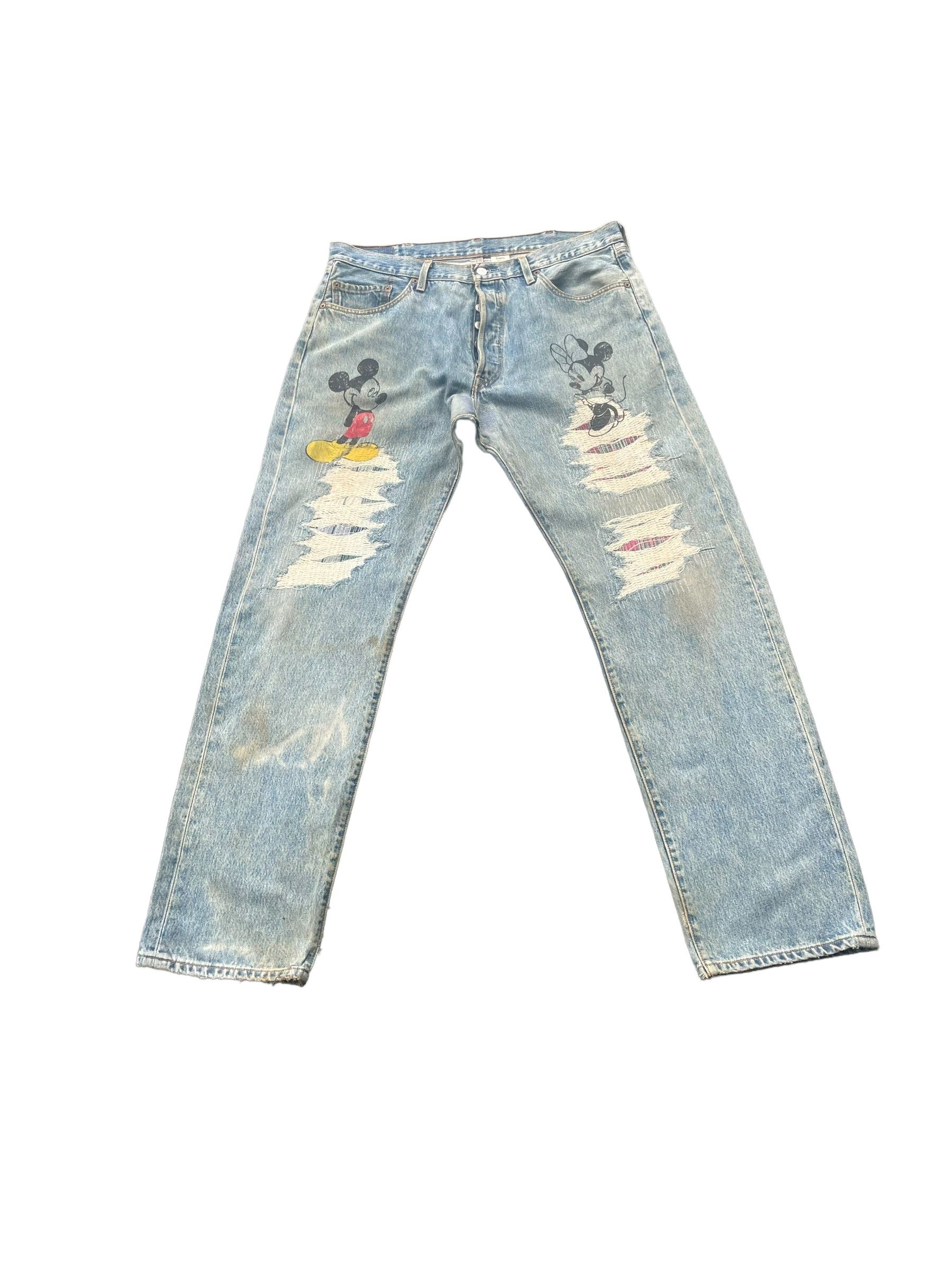 Levi's × Vintage Vintage Levis 501 e 2002 Mickey Faded Distresed Denim Size US 38 / EU 54 - 1 Thumbnail