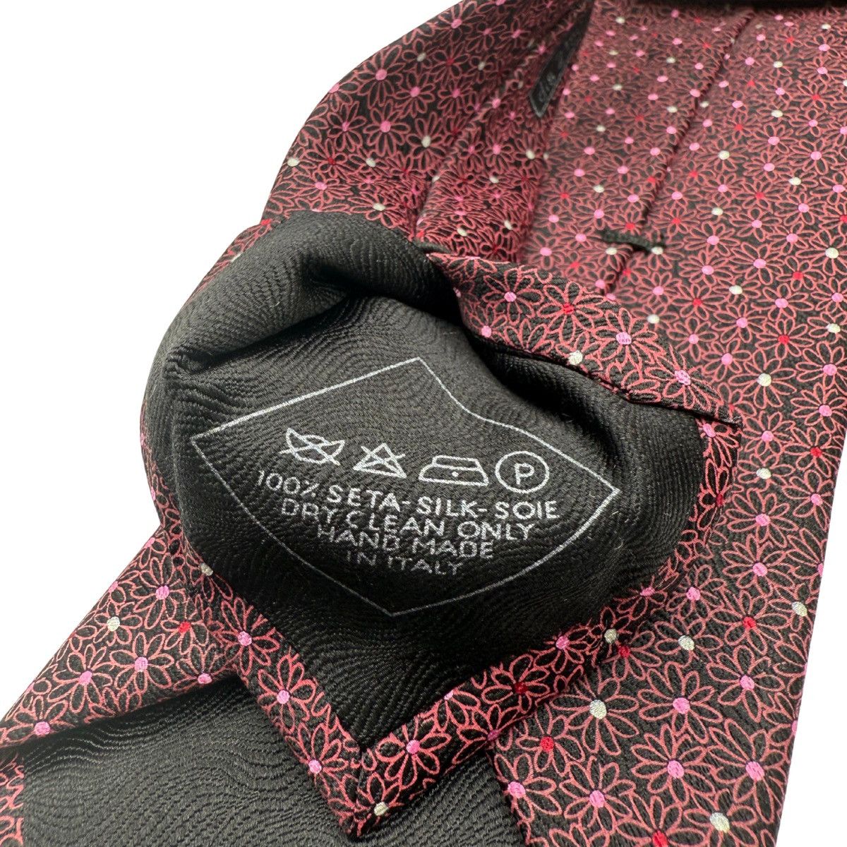 Brioni Brioni Silk Tie, Black/Pink Floral, Made in Italy, Like New Size ONE SIZE - 5 Thumbnail