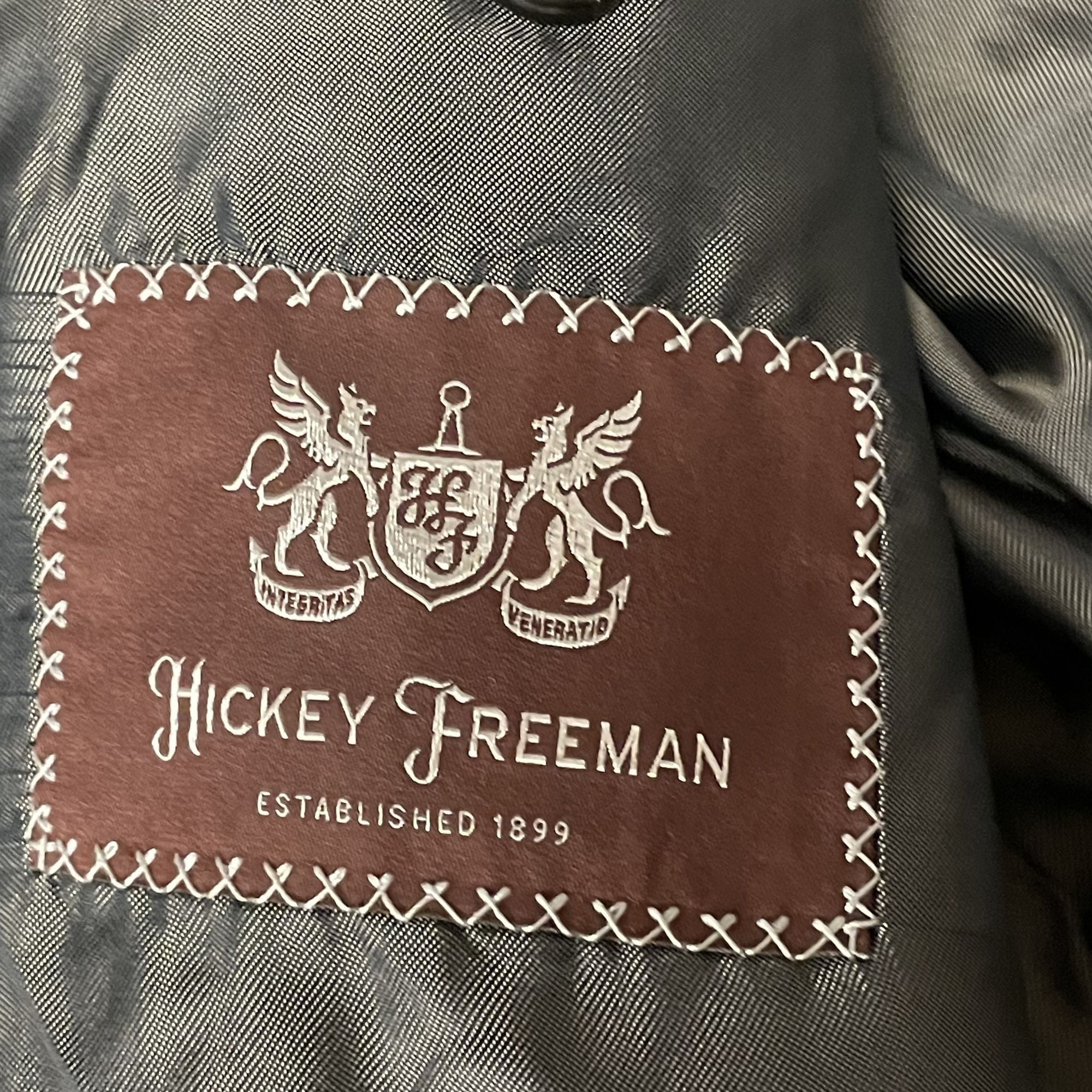 Hickey Freeman Vtg Hickey Freeman Loro Piana CHARCOAL Black Wool Sport Coat Size 44S - 5 Thumbnail