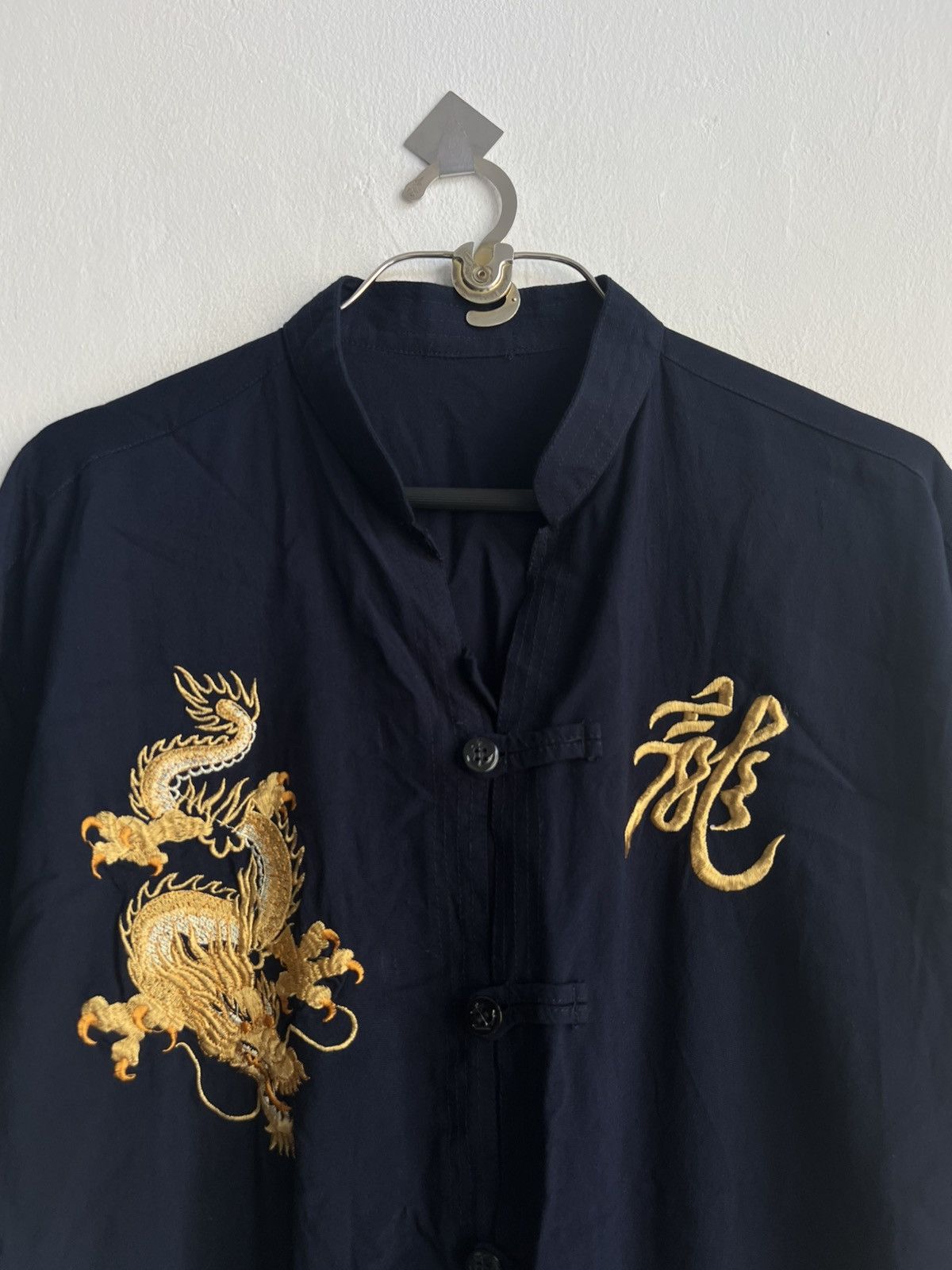 Comme des Garcons Homme Deux Vintage 50s/60s 🐉 Embroidery Mandarin Collar B/D Rayon Shirt Size US L / EU 52-54 / 3 - 4 Thumbnail