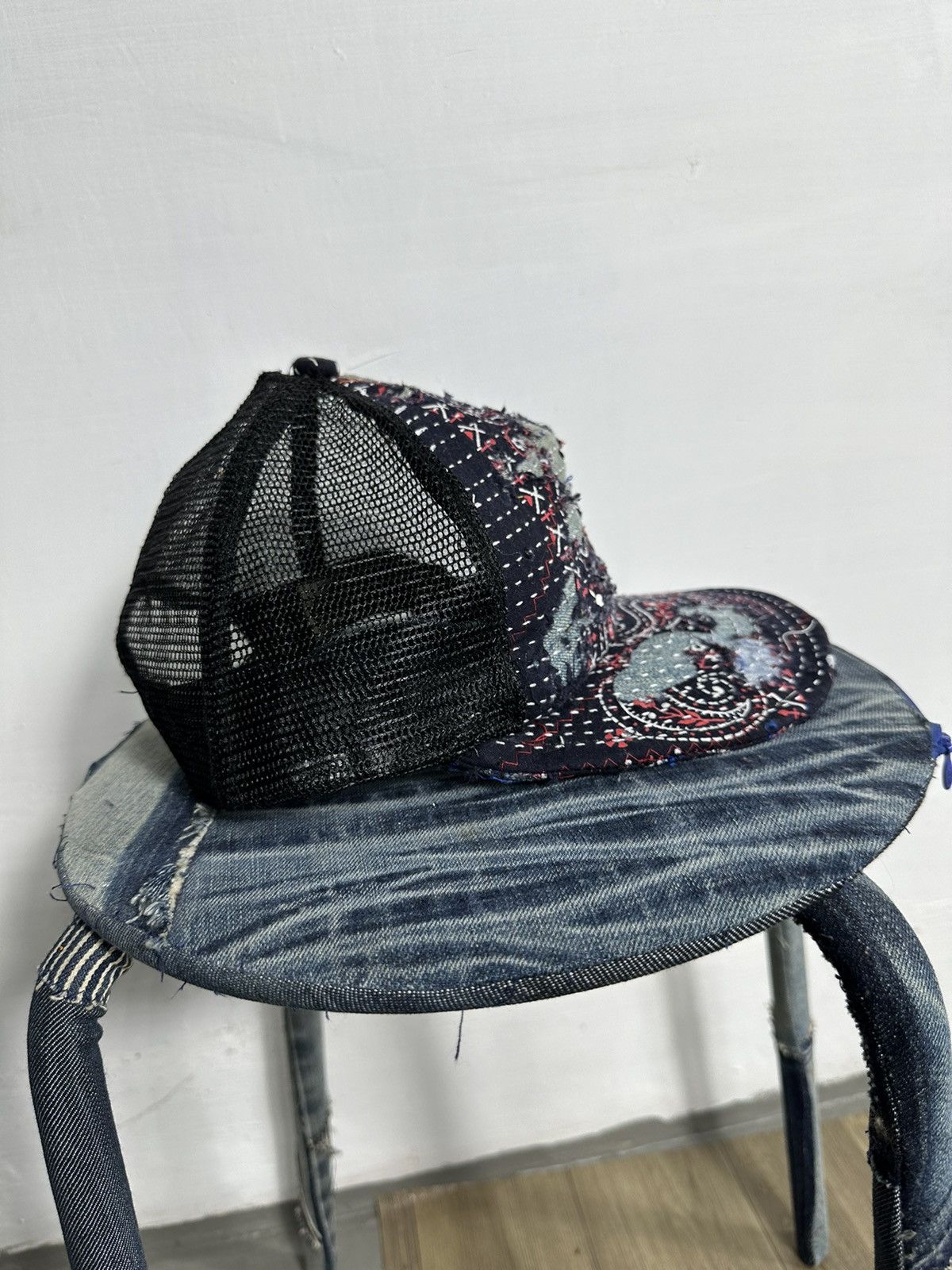 Handmade Custom Made Distressed Paisley Patchwork Boro Trucker hats Size ONE SIZE - 4 Thumbnail