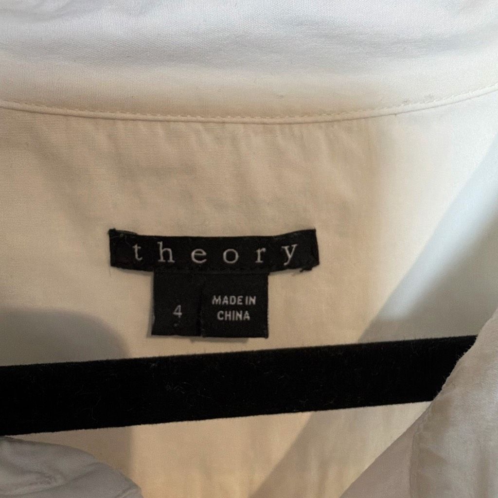 Theory Theory Cuffed Shift Shirt Dress White Cotton Blend 4 (064) Size S / US 4 / IT 40 - 8 Thumbnail