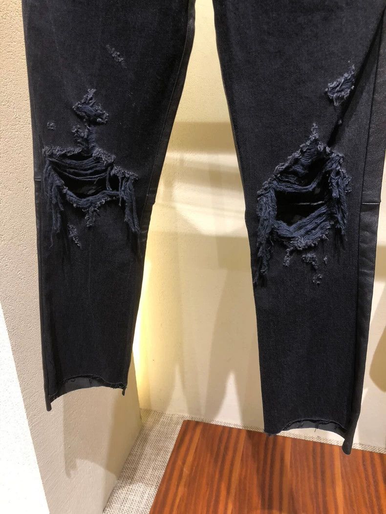 Amiri Amiri Black jeans with leather holes 2501-Nextarrow Size US 27 - 4 Thumbnail