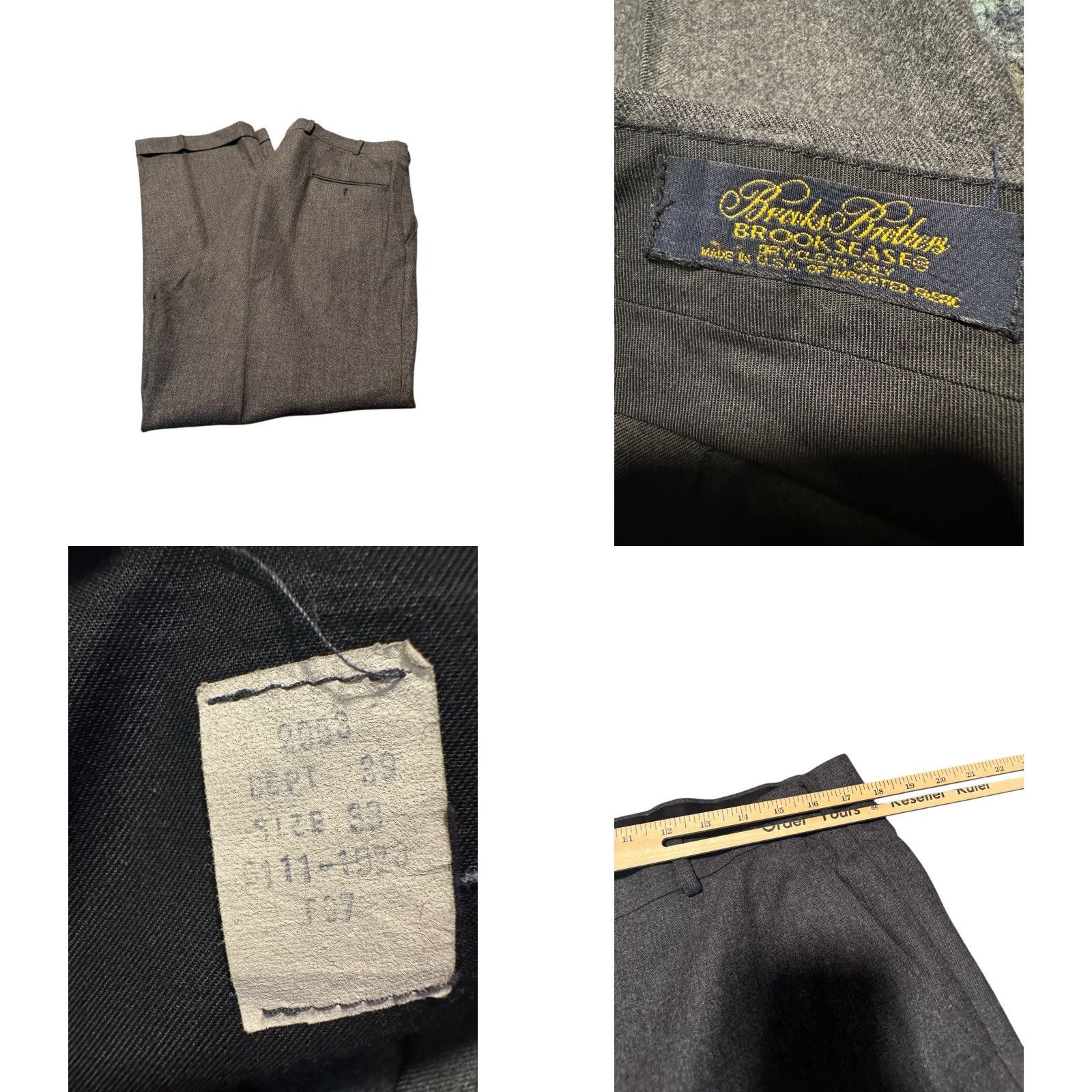 Brooks Brothers VINTAGE Brooks Brothers Pants Mens Gray Straight Cuffed Brooksease Wool USA Size US 33 - 9 Thumbnail