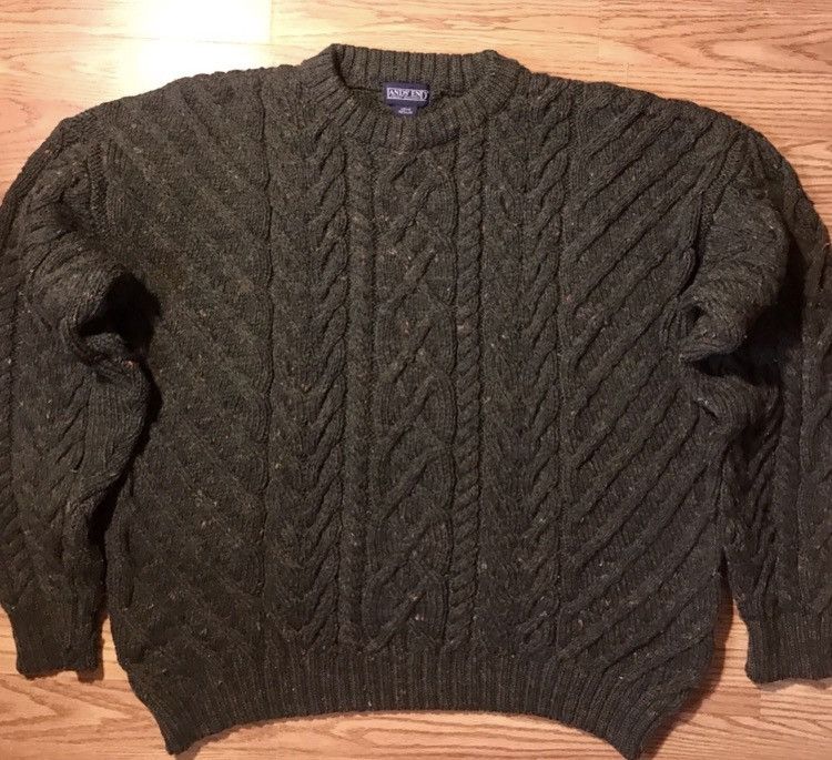 Lands' End Vintage Aran Wool Fishermans Sweater Mens L Green Lands End Size US L / EU 52-54 / 3 - 1 Thumbnail