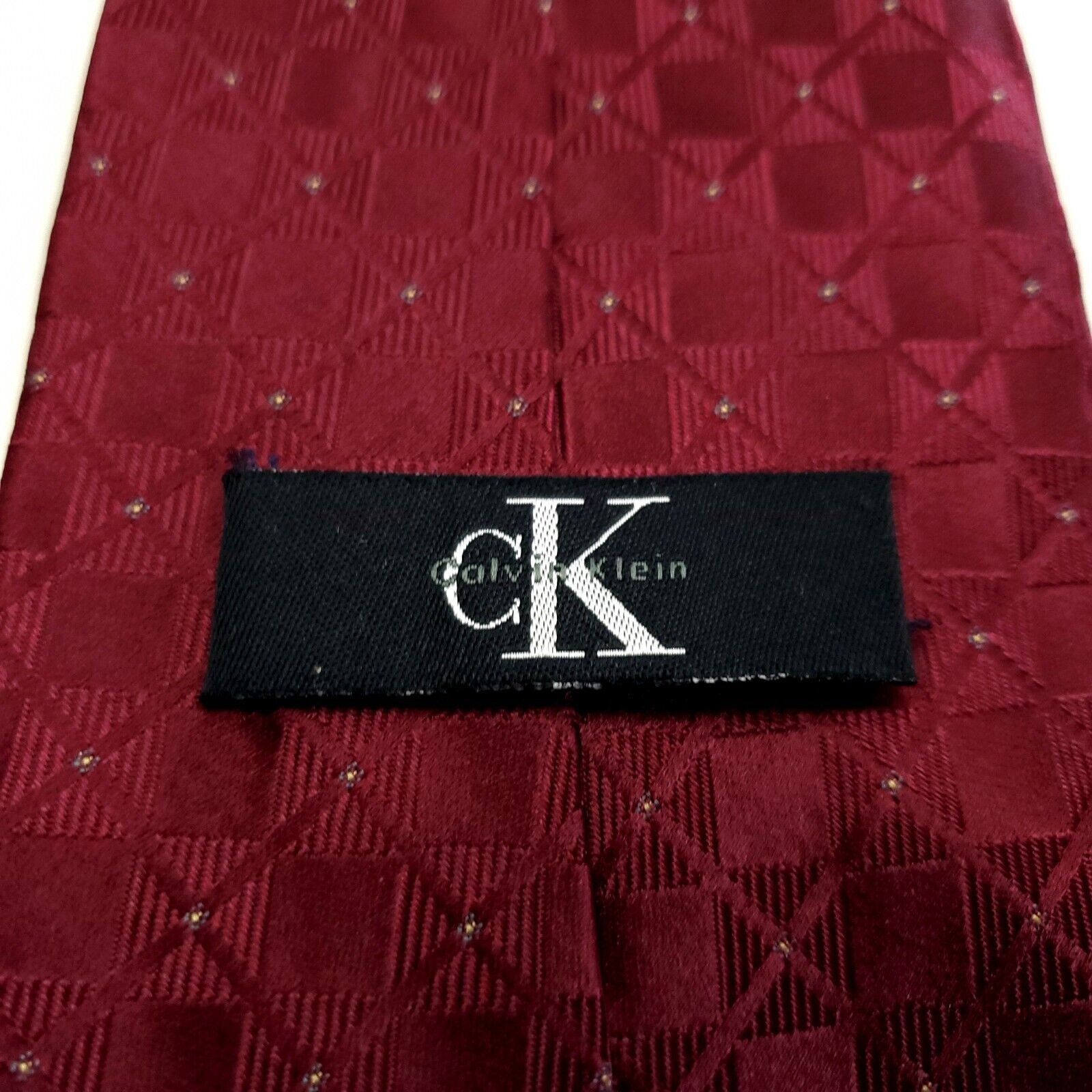 Calvin Klein Calvin Klein Red Maroon Woven Plaid Silk Tie Wide Size ONE SIZE - 3 Thumbnail