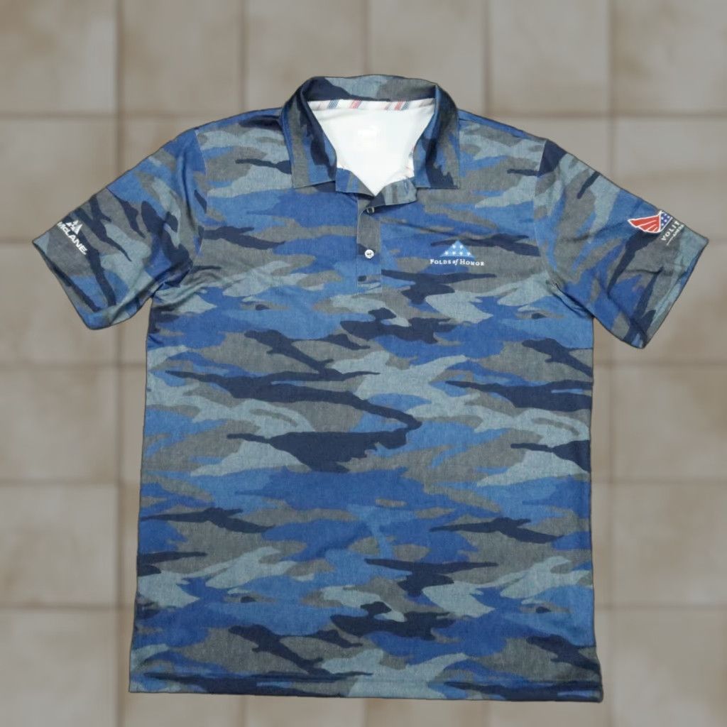 Puma Puma Polo Shirt Men Medium Blue Camouflage Polo Volition America Folds Of Honor Performance Golf Breathable Lightweight Stretch Shirt Size US M / EU 48-50 / 2 - 1 Thumbnail