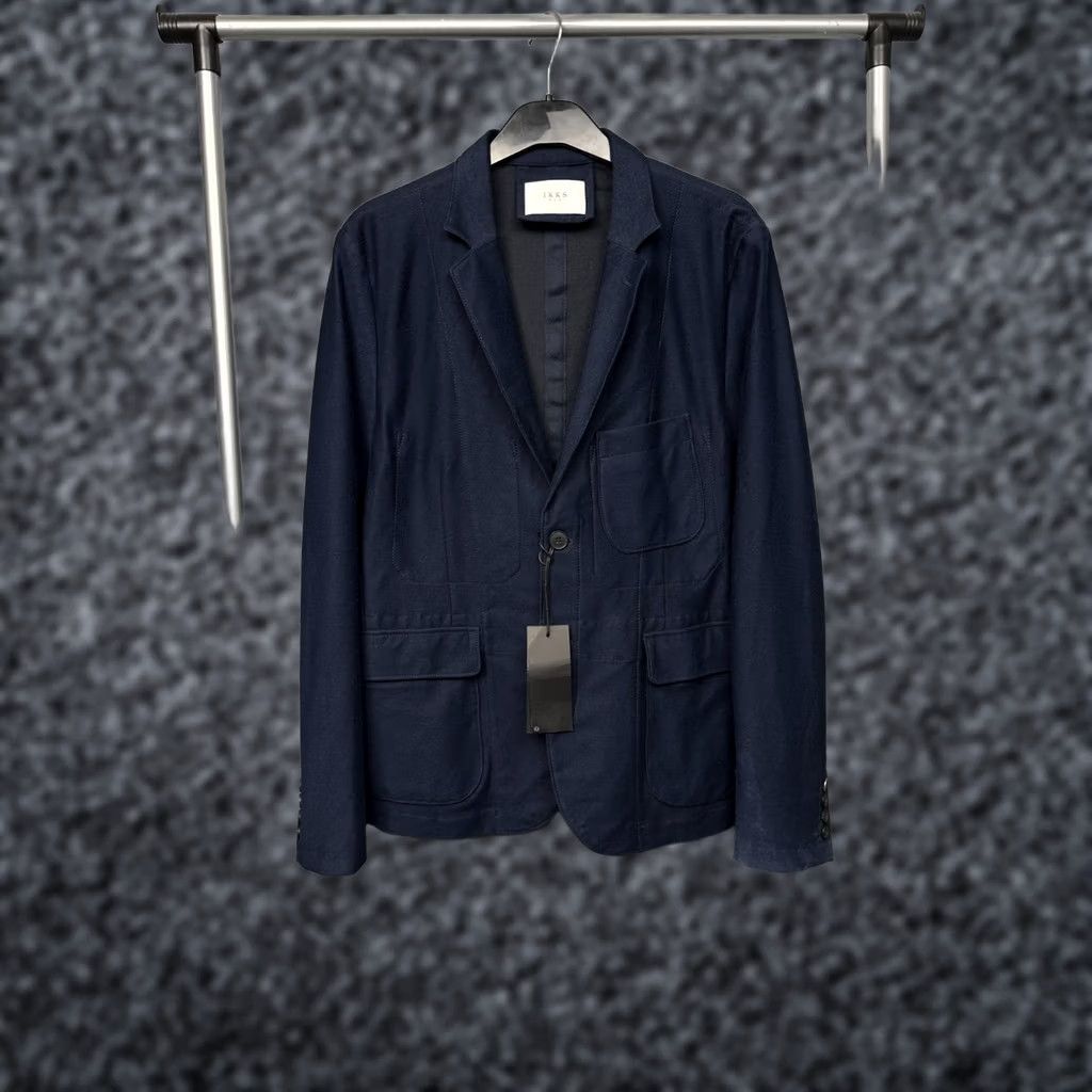IKKS IKKS Blazer Jacket Mens Size 50 M Blue Windbreaker Cotton Jacket Size 50R - 1 Thumbnail