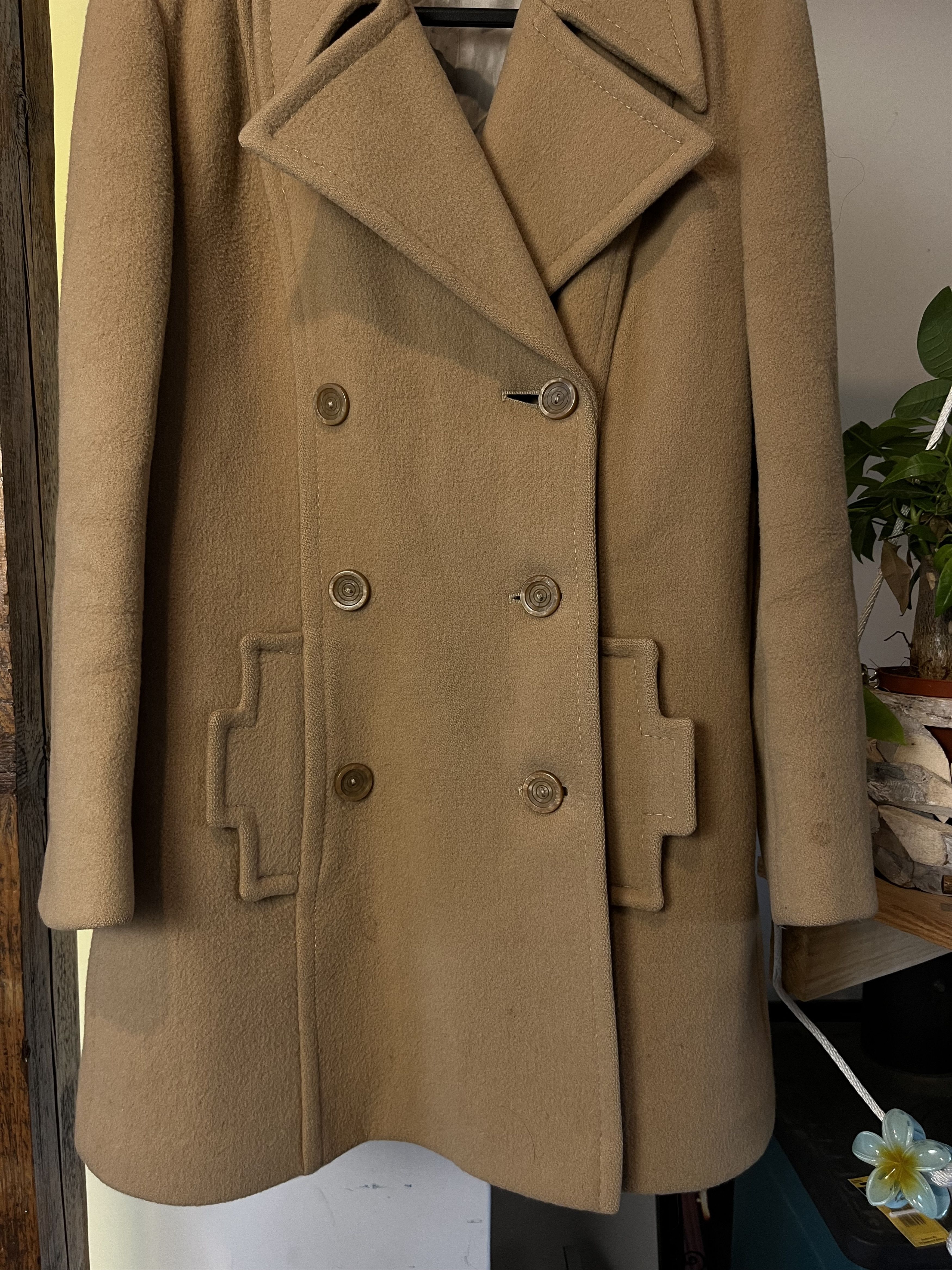 Vintage Vintage 90s Pure Wool Heavy Coat Brown Beige Size US M / EU 48-50 / 2 - 3 Thumbnail