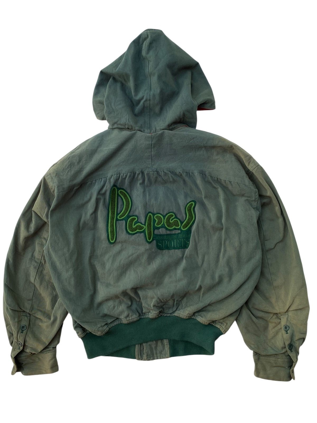 Japanese Brand Vtg Papas Sport Jacket Big Logo ( Faded Green ) Size US L / EU 52-54 / 3 - 1 Thumbnail