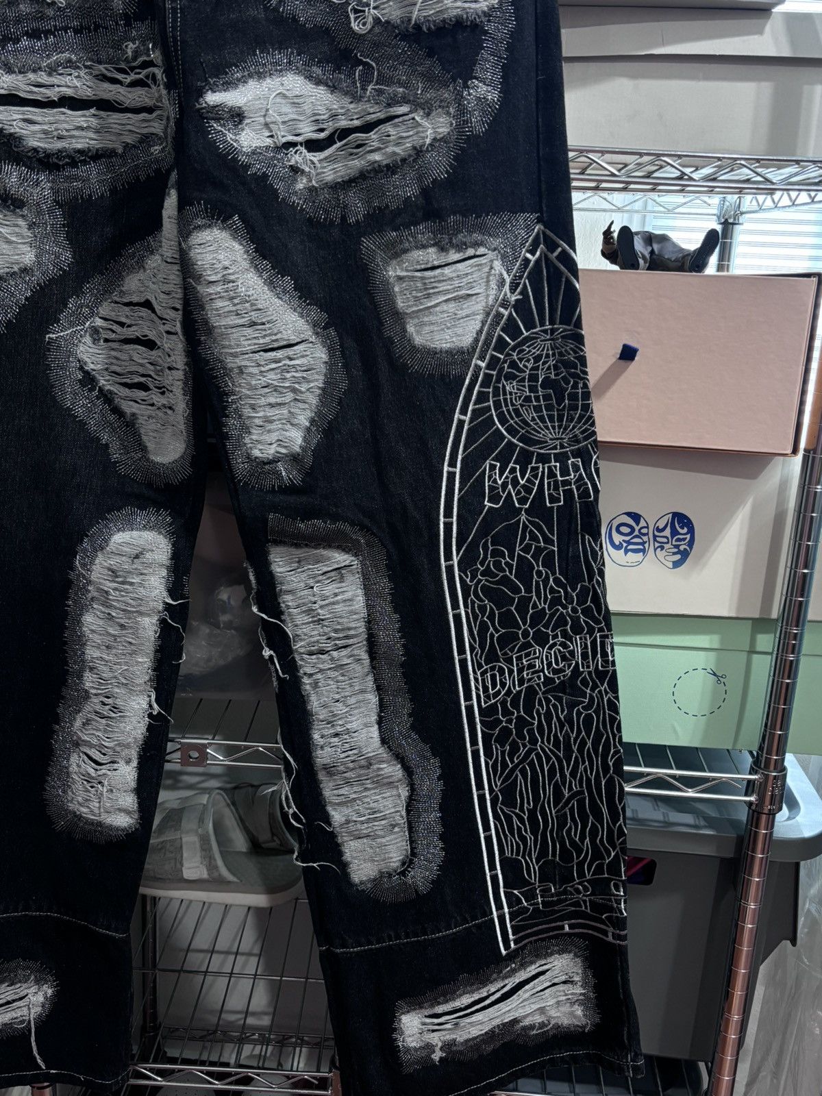 Who Decides War Who Decides War DARNING SIDE EMBROIDERY FLARE JEANS Size US 38 / EU 54 - 3 Thumbnail