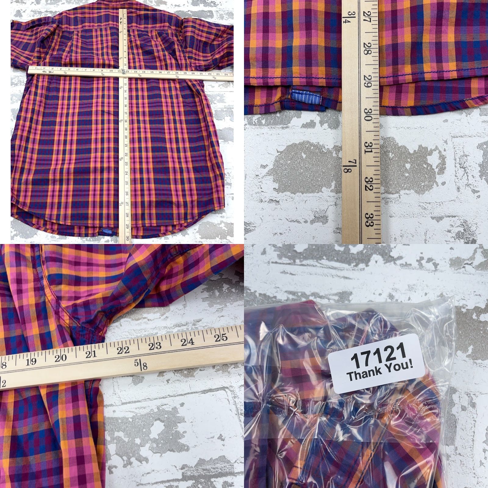 Tommy Bahama Tommy Bahama Shirt Men Large Pink Purple Button Up Plaid Poplin Dress Cotton Size 42R - 8 Thumbnail