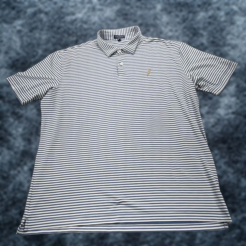 Peter Millar Peter Millar Crown Sport Polo Shirt Mens XL Blue Striped Logo Golf Crown Crafted 90s Classic Sports Mens XL Blue Polo Shirt Size US XL / EU 56 / 4 - 1 Thumbnail