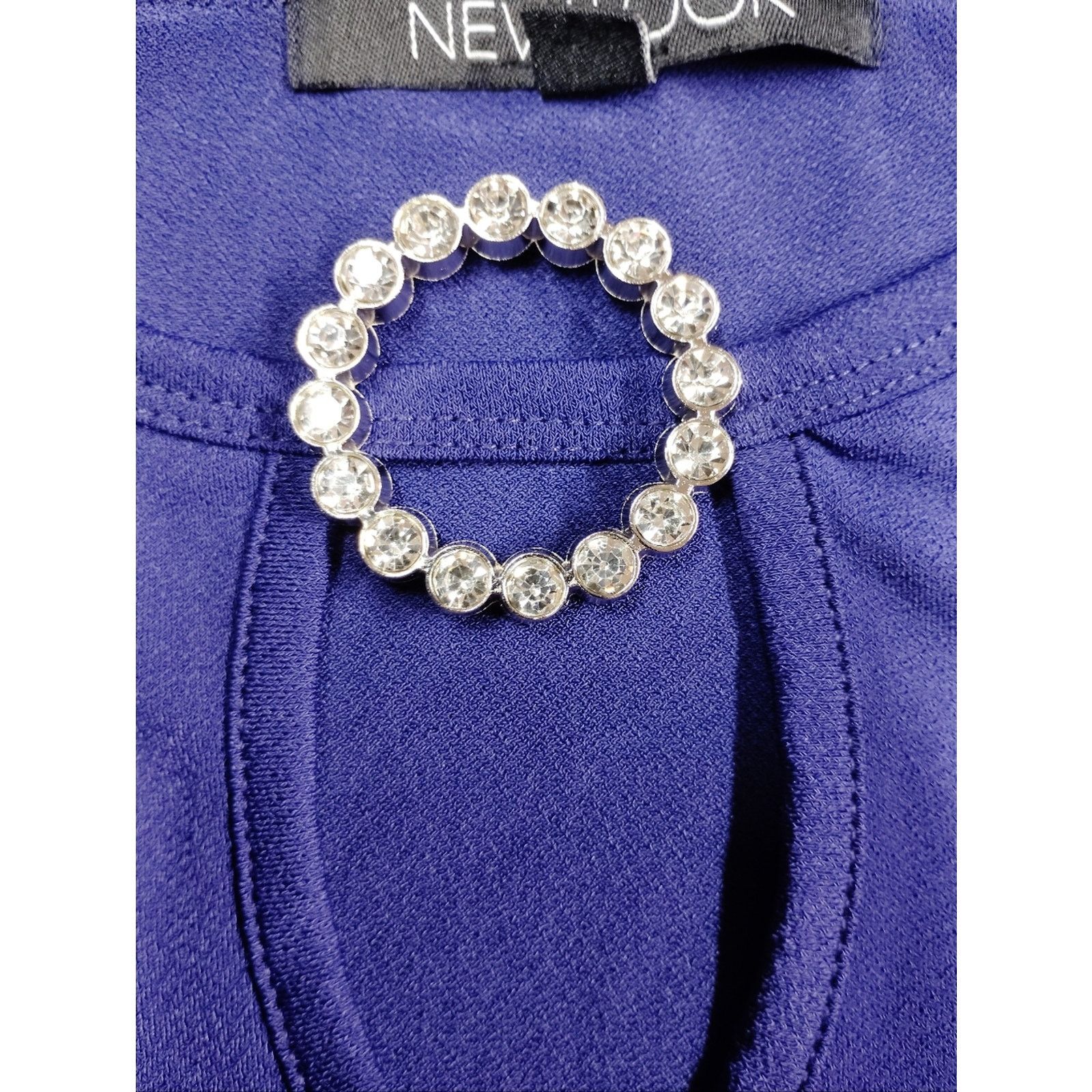 New Look New Look Purple Short Sleeve with Keyhole Decorative Ring Size L / US 10 / IT 46 - 3 Thumbnail