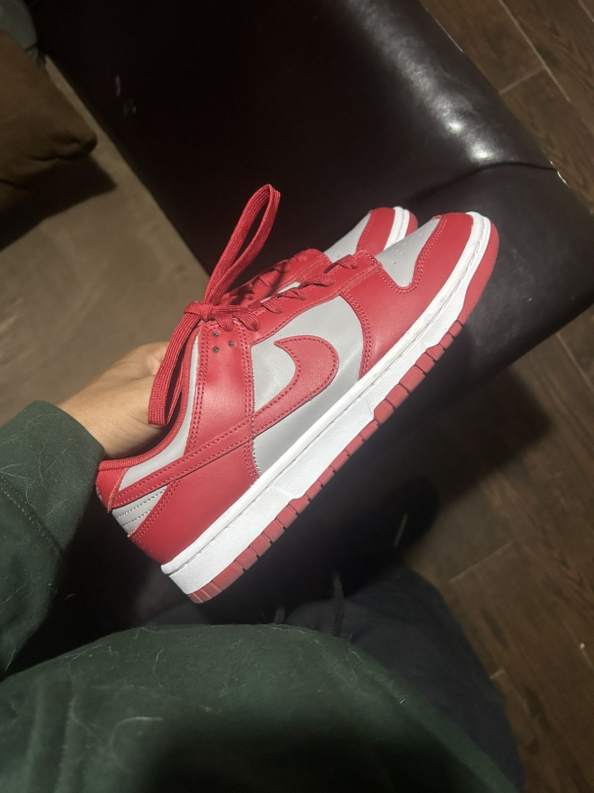 image of Nike Grey Varsity Red Unlv Shoes, Men's (Size 7.5)