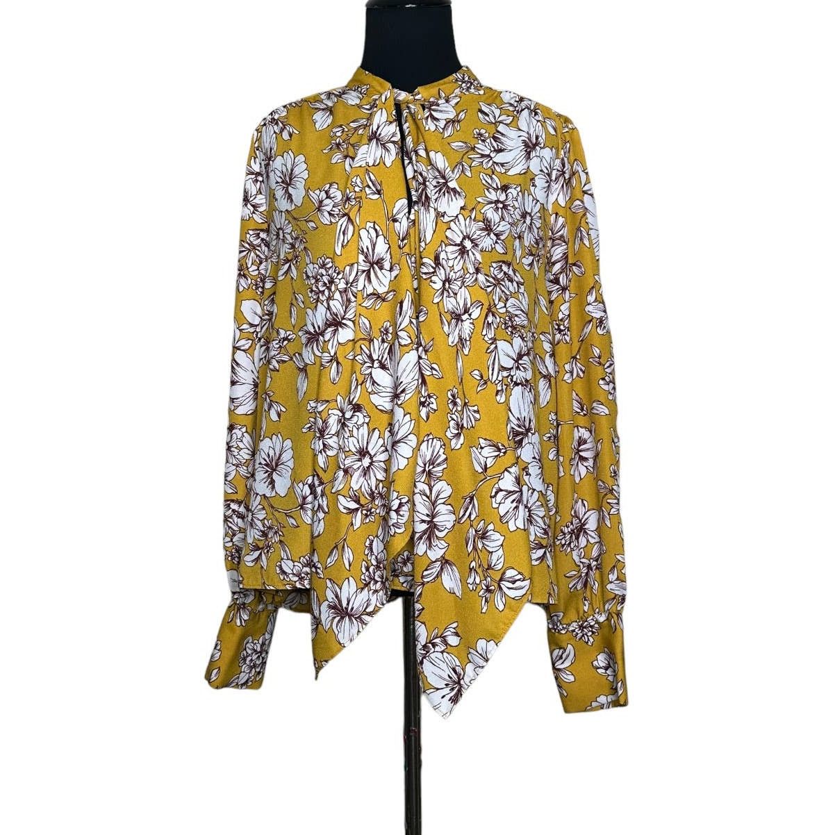 Forever 21 Forever 21 yellow floral long sleeves boho blouse size Large Size L / US 10 / IT 46 - 1 Thumbnail