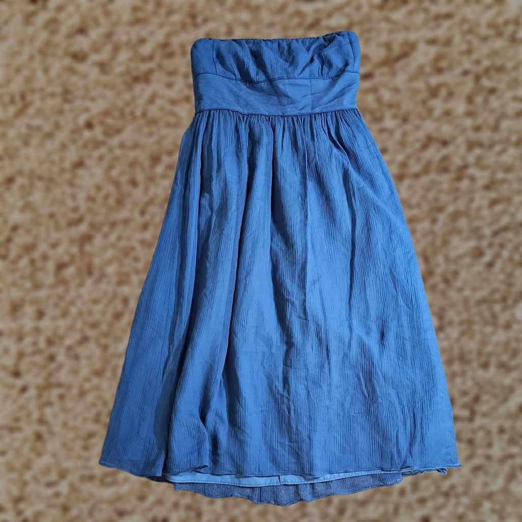 J.Crew J.CREW Dress Womens 2 Blue Silk Strapless Chiffon A-Line Lined Cocktail Dress Shirt Sleeveless Square Neck Party/Cocktail Universal Colors Mens? Size XS / US 0-2 / IT 36-38 - 1 Thumbnail