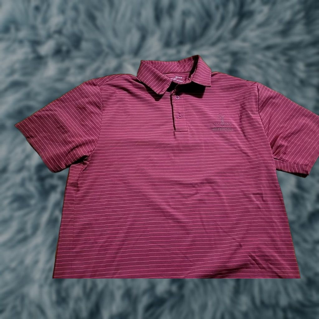 Under Armour Under Armour HeatGear Polo Shirt SS Striped 40" Chest Med Red Logo Embroi Golf Tennis Shirt Mens Size US M / EU 48-50 / 2 - 1 Thumbnail