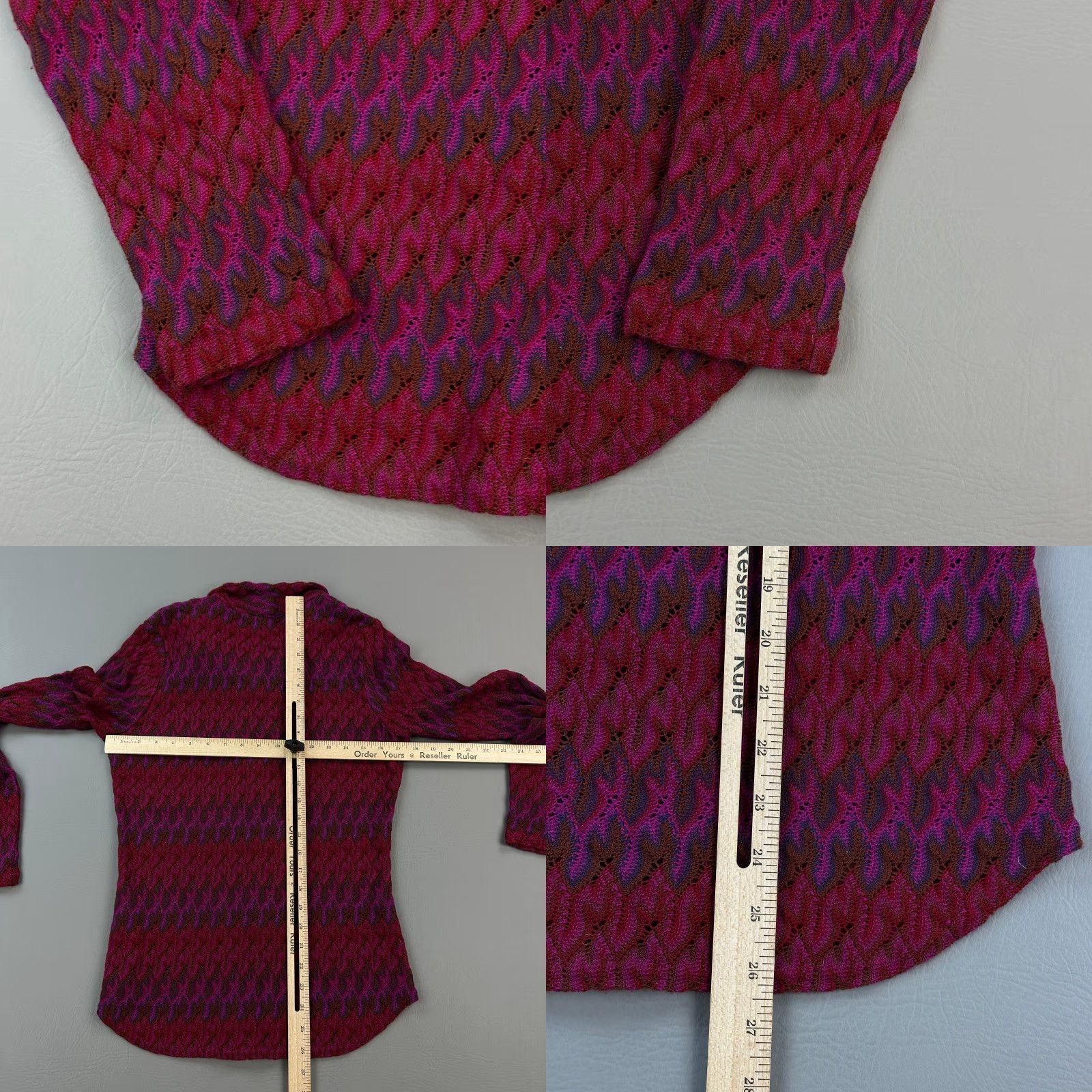 Vintage Karen Kane Cardigan Top Women's Large Zig Zag Open Knit Button Front Blouse Size L / US 10 / IT 46 - 8 Thumbnail