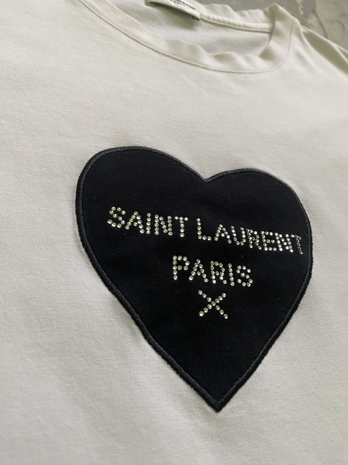 Hedi Slimane × Saint Laurent Paris Vintage Saint Laurent Paris Rhinestone Tee Size US M / EU 48-50 / 2 - 3 Thumbnail